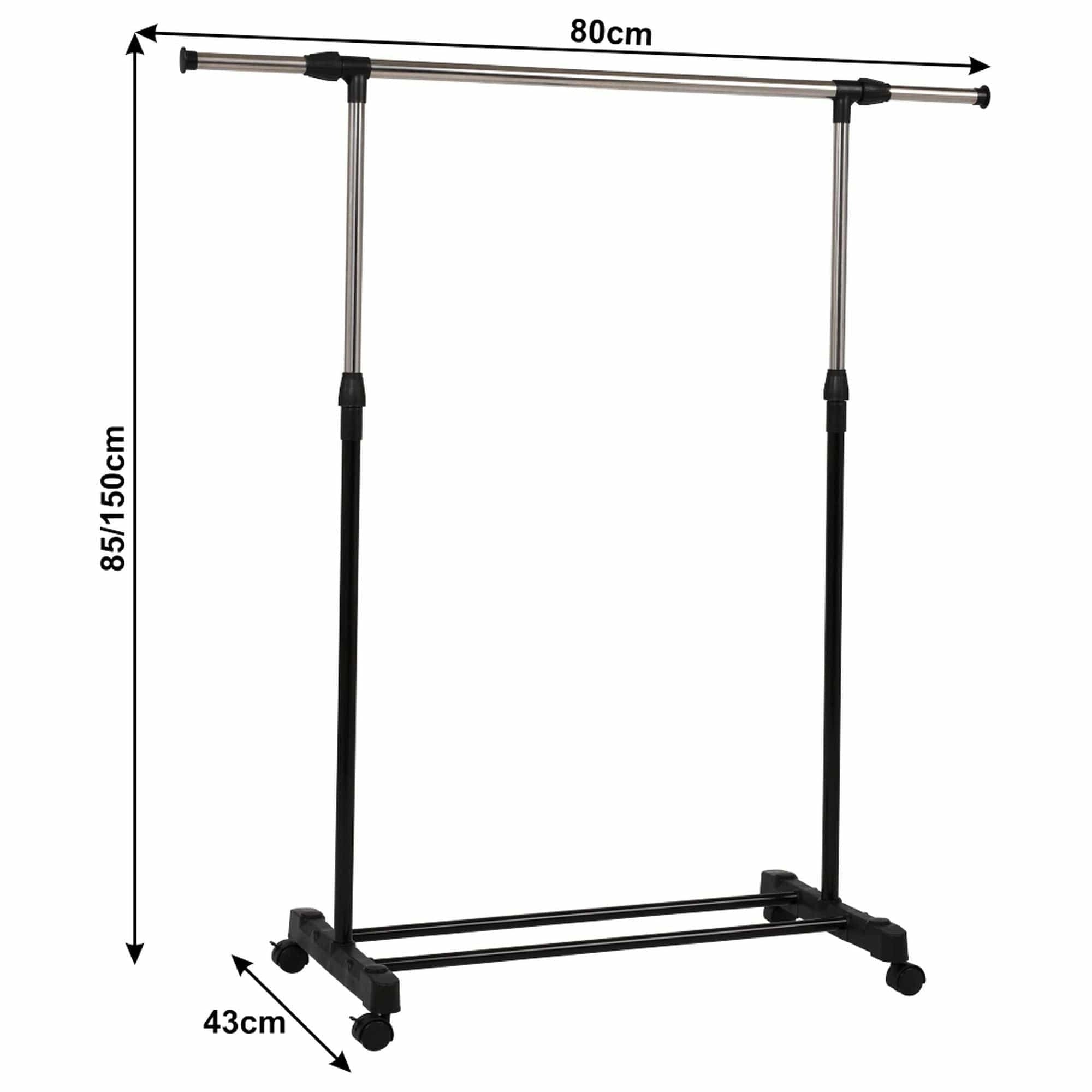 Stander haine HILAR, negru/crom, metal/plastic, 80x43x150 cm