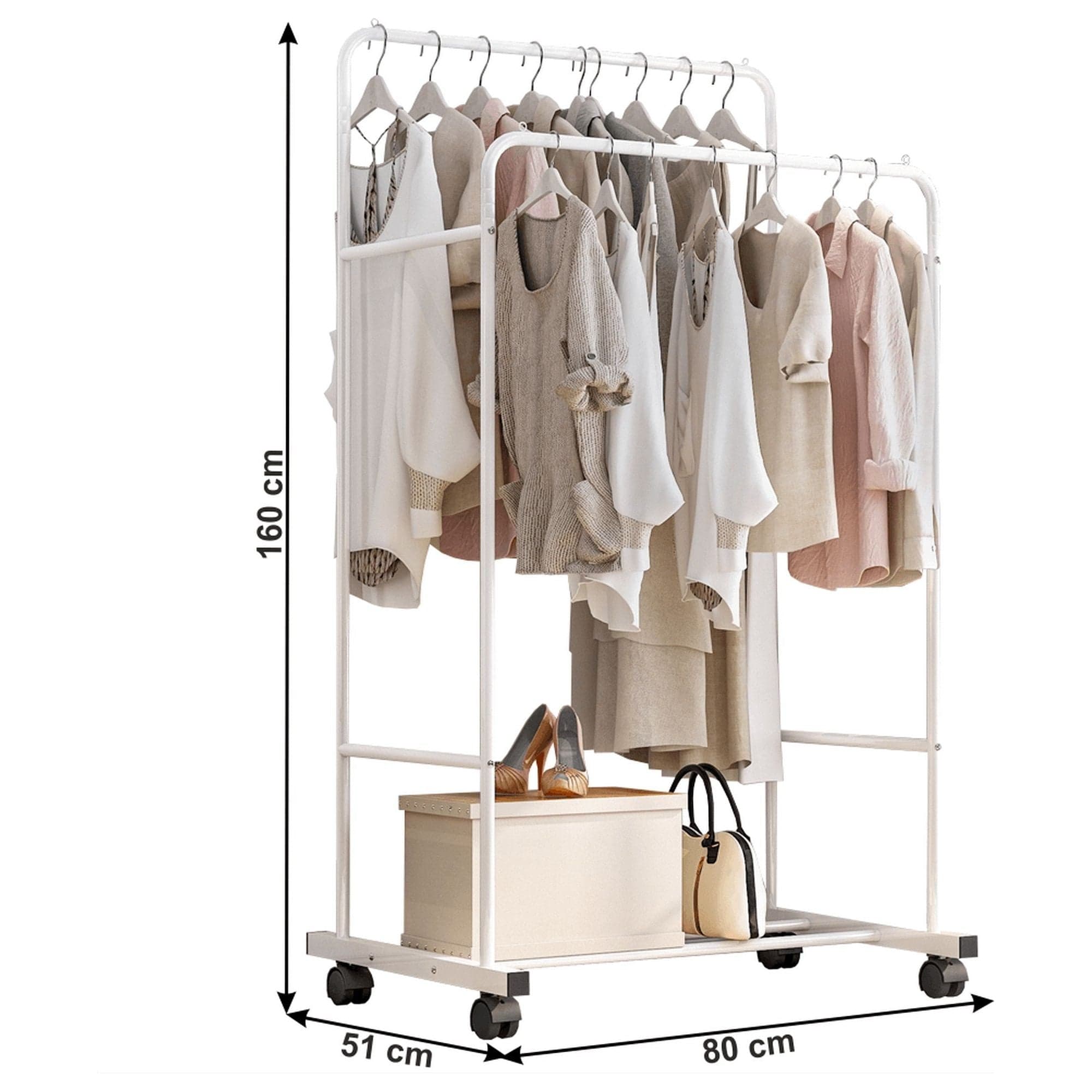 Stander haine ILIANA, alb, metal, 80x51x160 cm