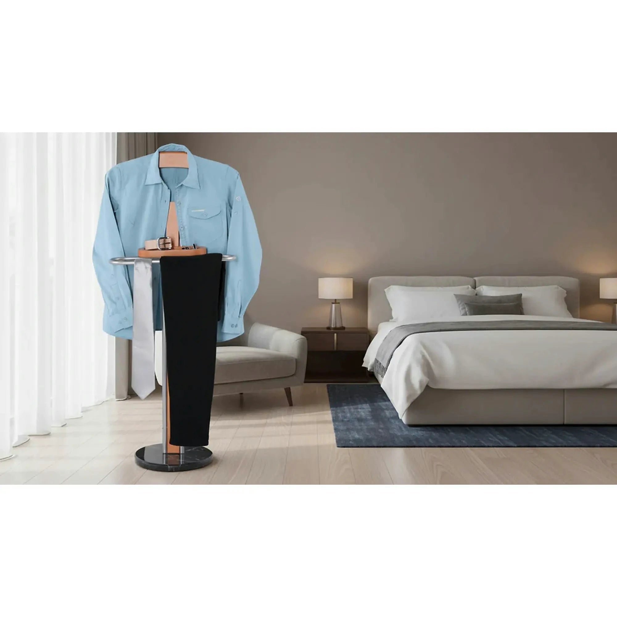 Stander haine LUKE, fag/argintiu, lemn/metal, 30x118 cm