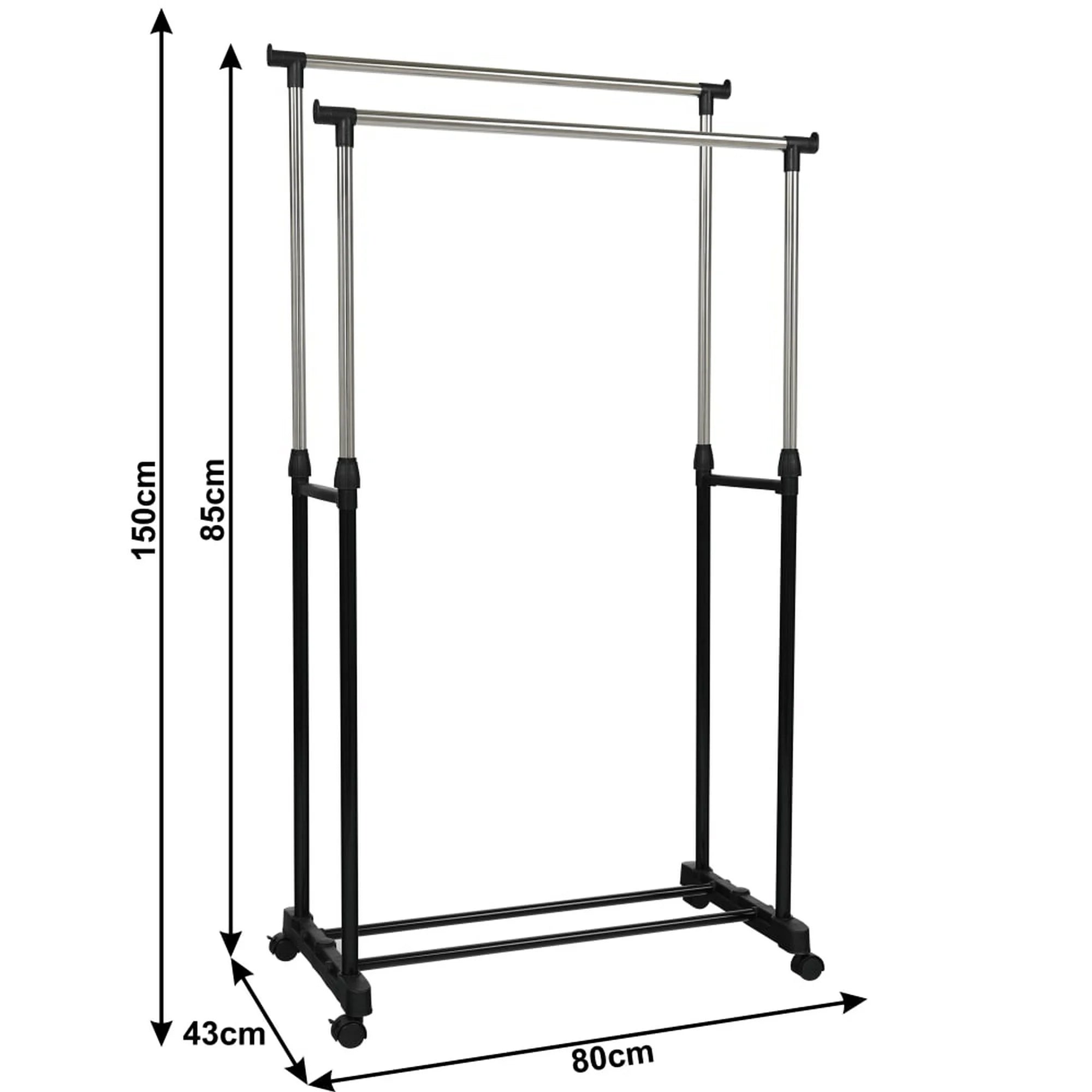 Stander haine OLIVER, negru/crom, metal/plastic, 80x43x150 cm