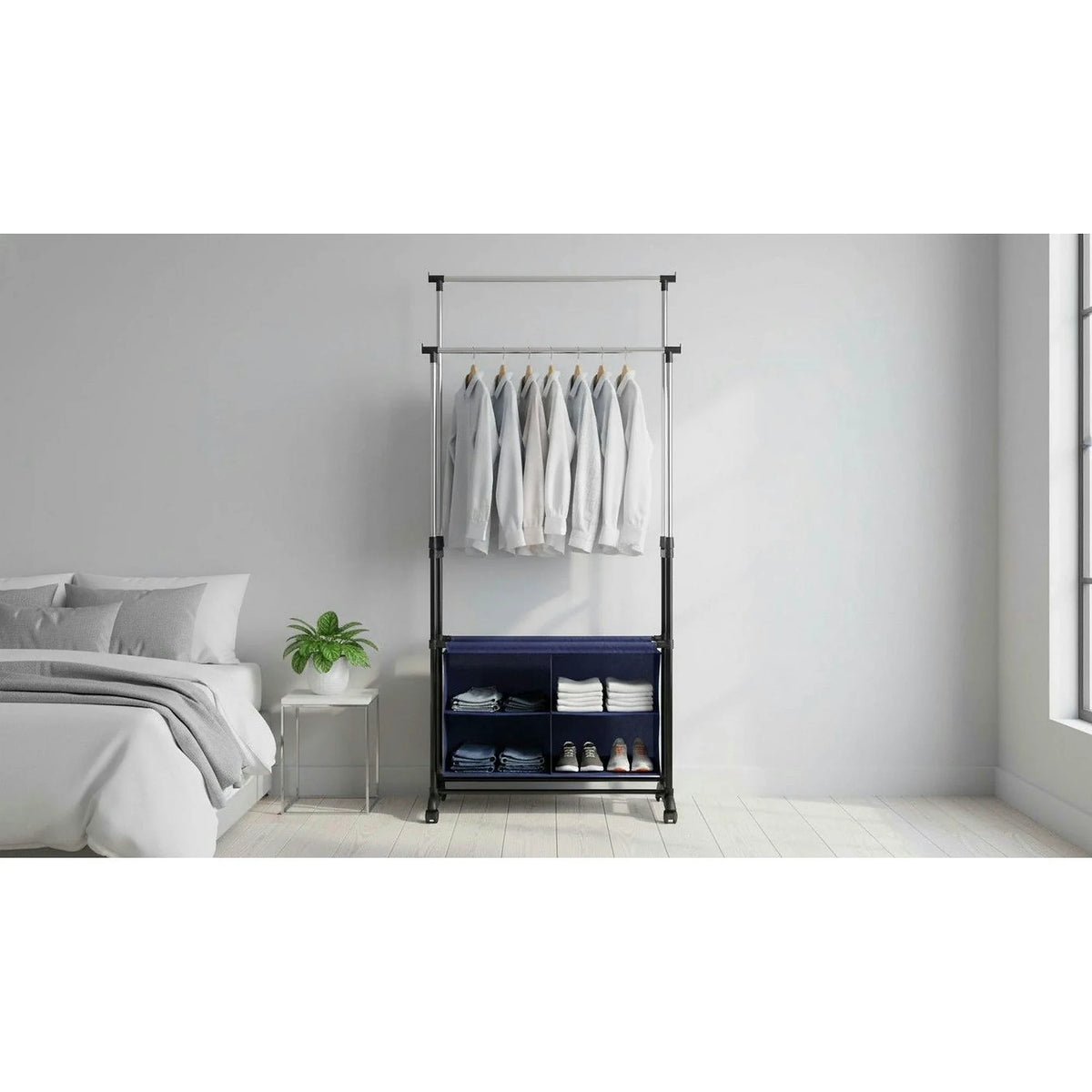 Stander haine SANDOR, argintiu/negru, metal, 80x42x165 cm