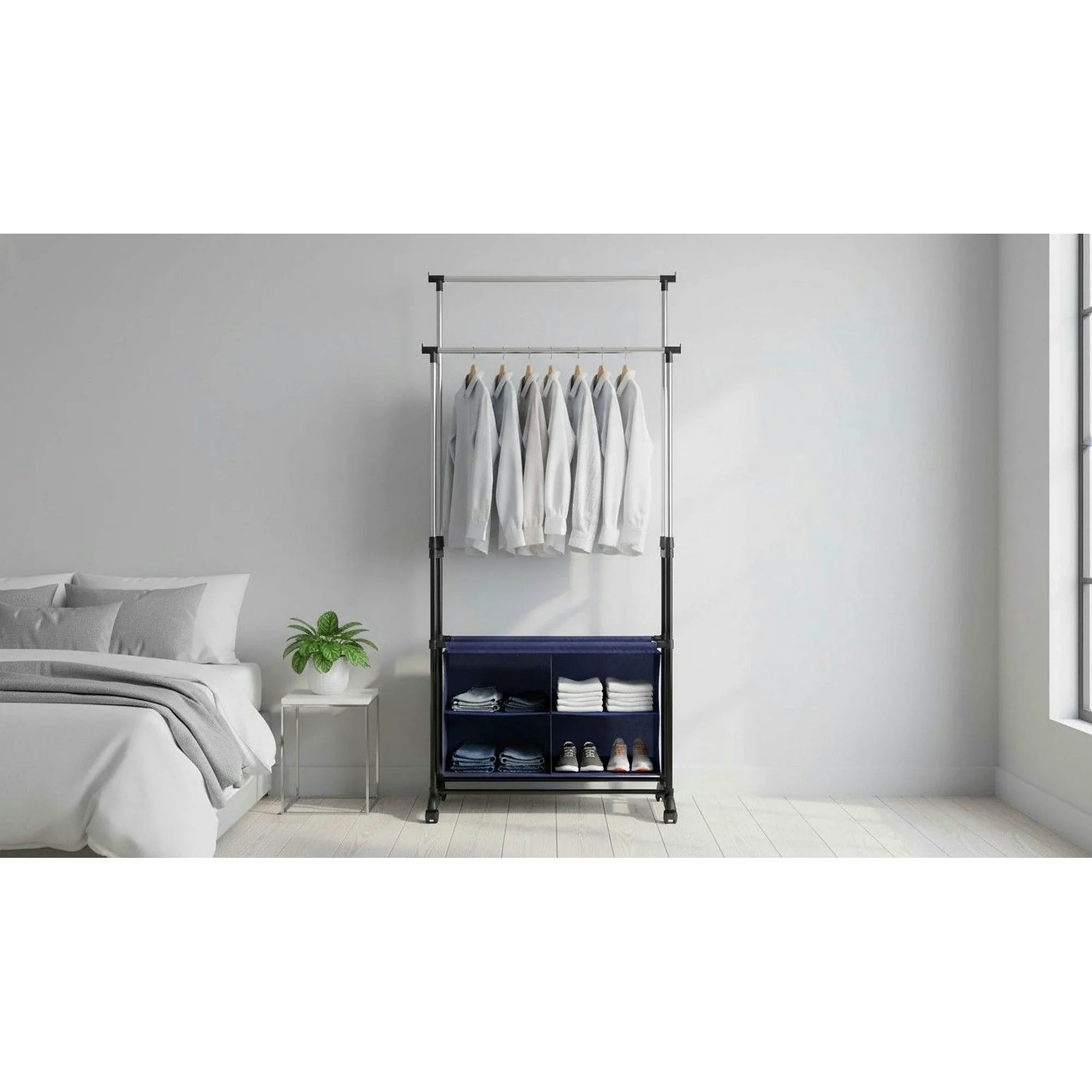 Stander haine SANDOR, argintiu/negru, metal, 80x42x165 cm