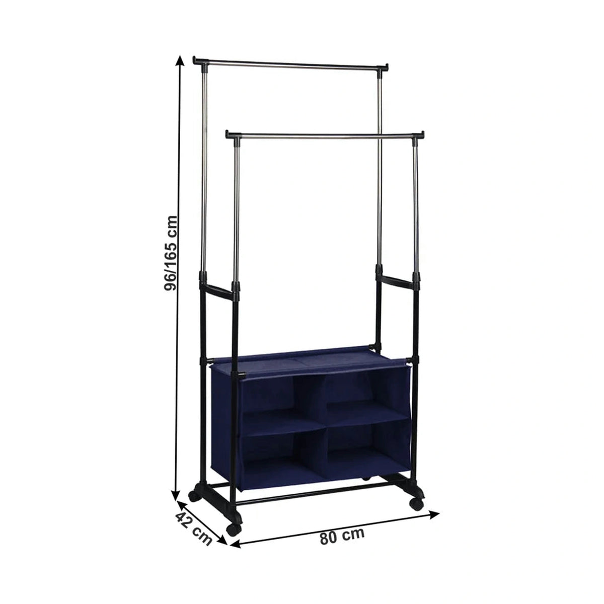 Stander haine SANDOR, argintiu/negru, metal, 80x42x165 cm