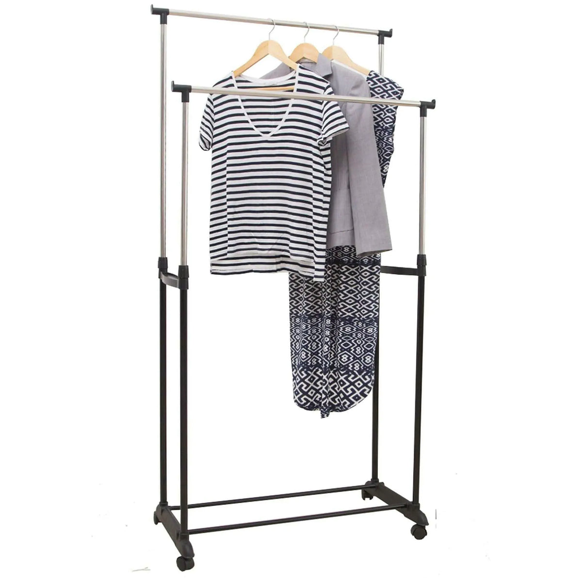 Stander haine SVAN, negru/argintiu, otel/plastic, 80x42x165 cm