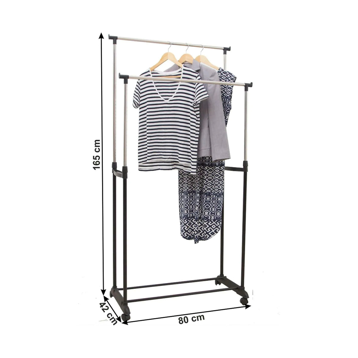 Stander haine SVAN, negru/argintiu, otel/plastic, 80x42x165 cm