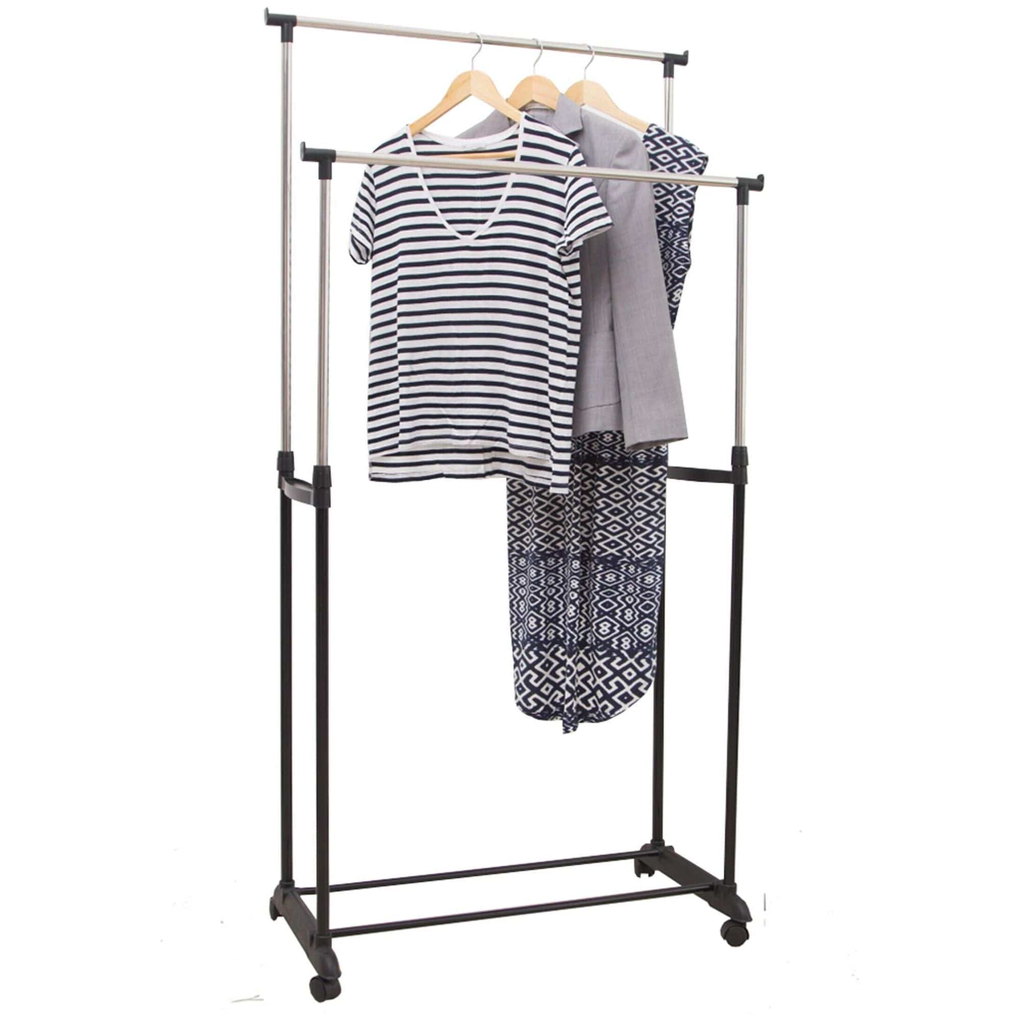 Stander haine SVAN, negru/argintiu, otel/plastic, 80x42x165 cm