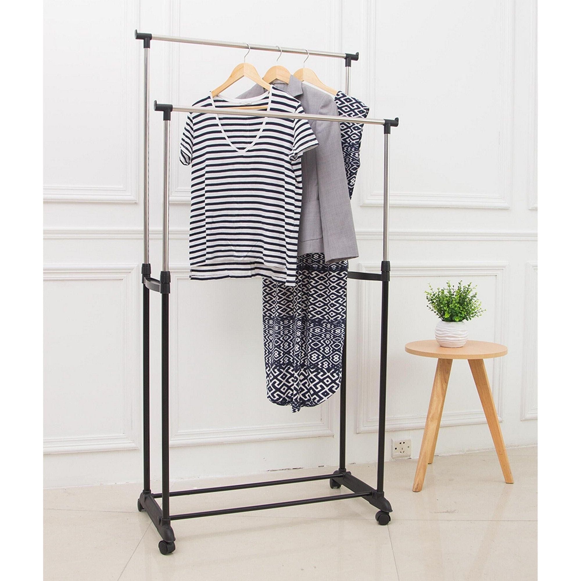 Stander haine SVAN, negru/argintiu, otel/plastic, 80x42x165 cm