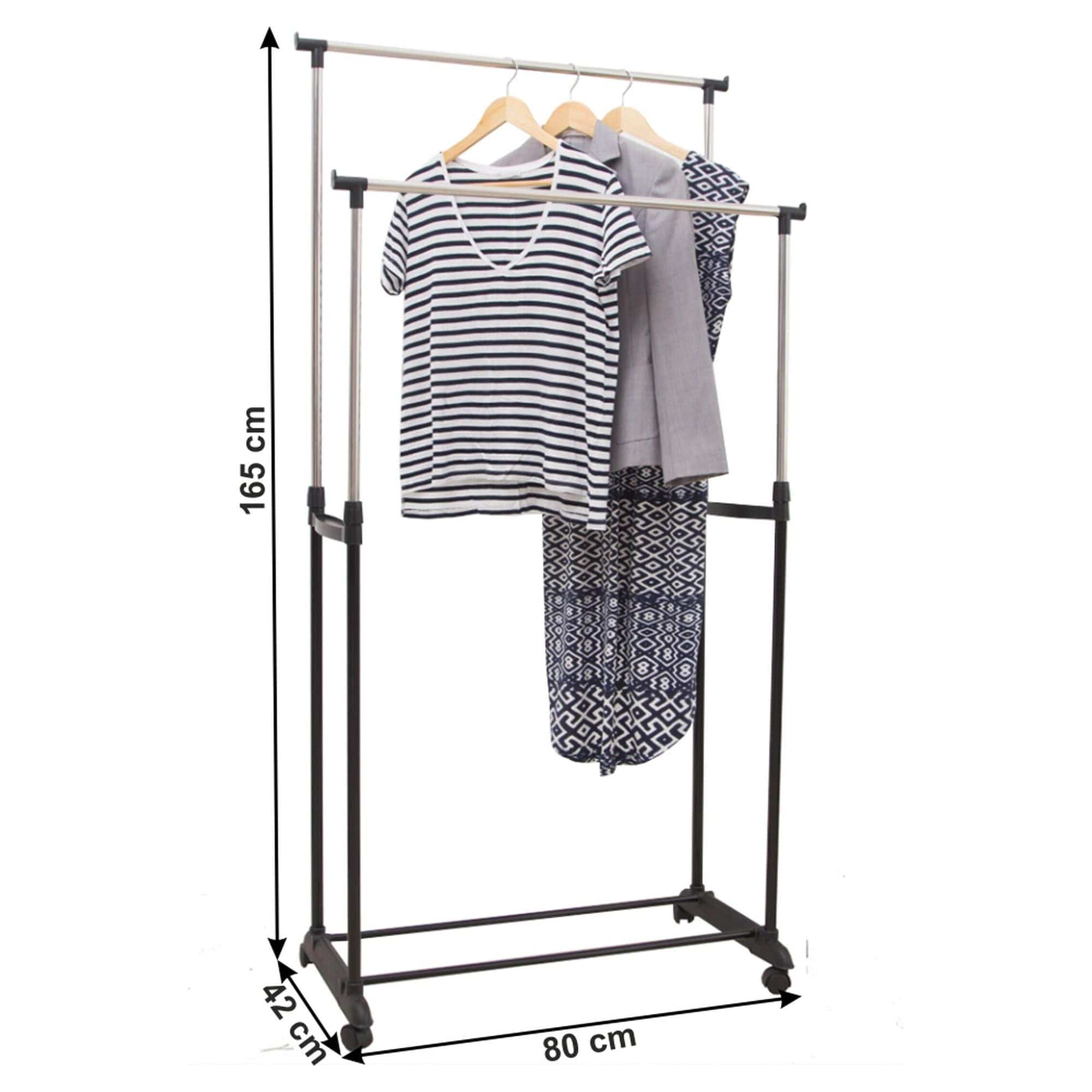 Stander haine SVAN, negru/argintiu, otel/plastic, 80x42x165 cm