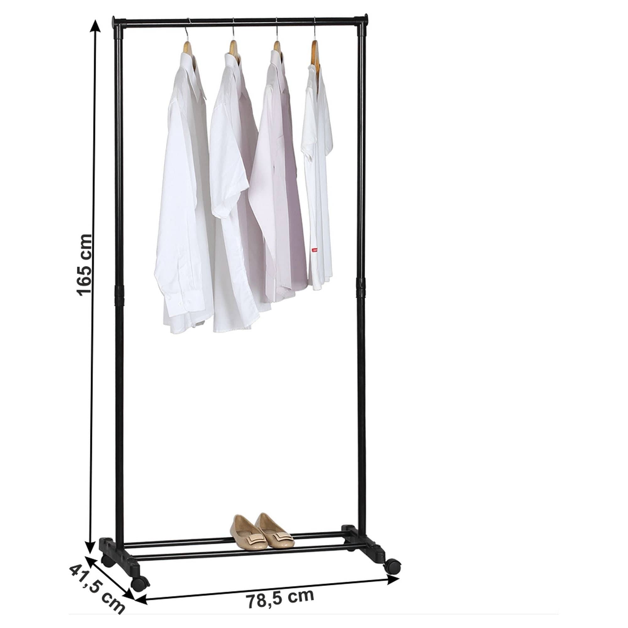 Stander haine VANDER, negru, metal/plastic, 79x42x165 cm