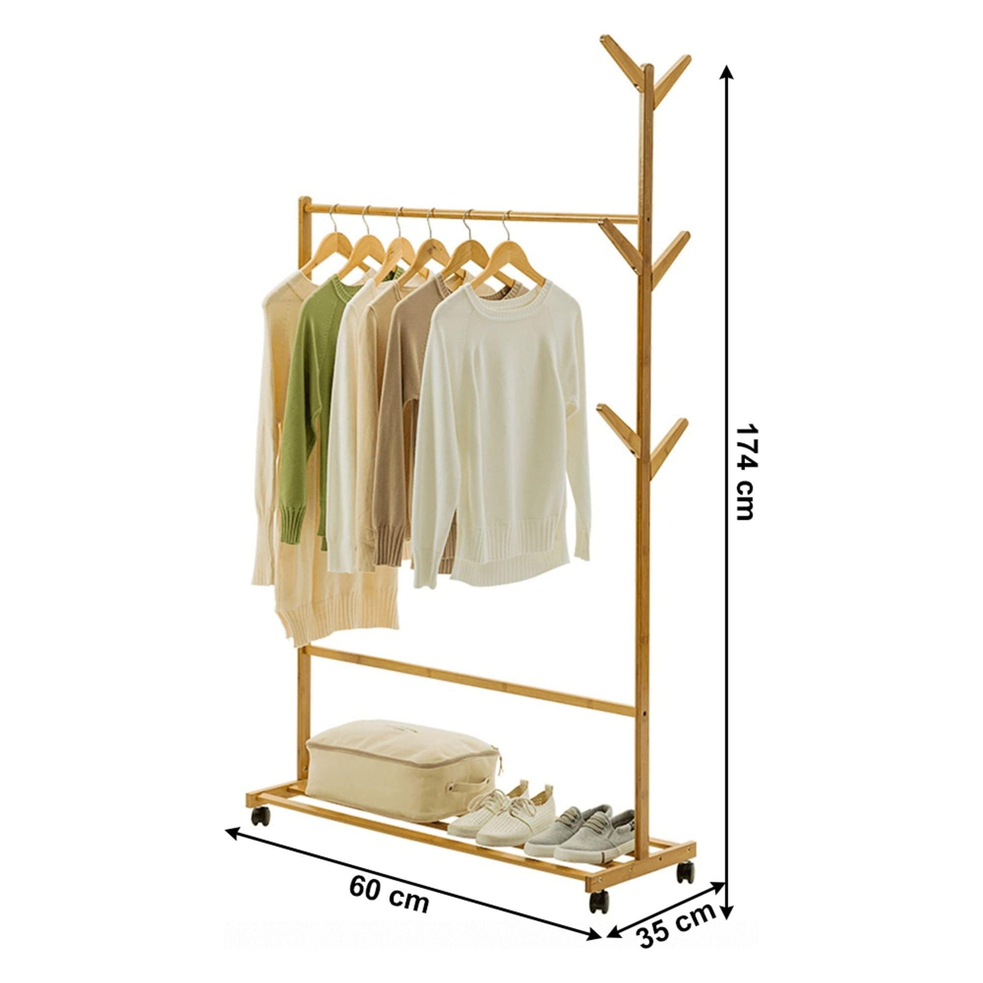 Stander haine VIKIR TYP 1, bambus, lemn, 60x35x174 cm