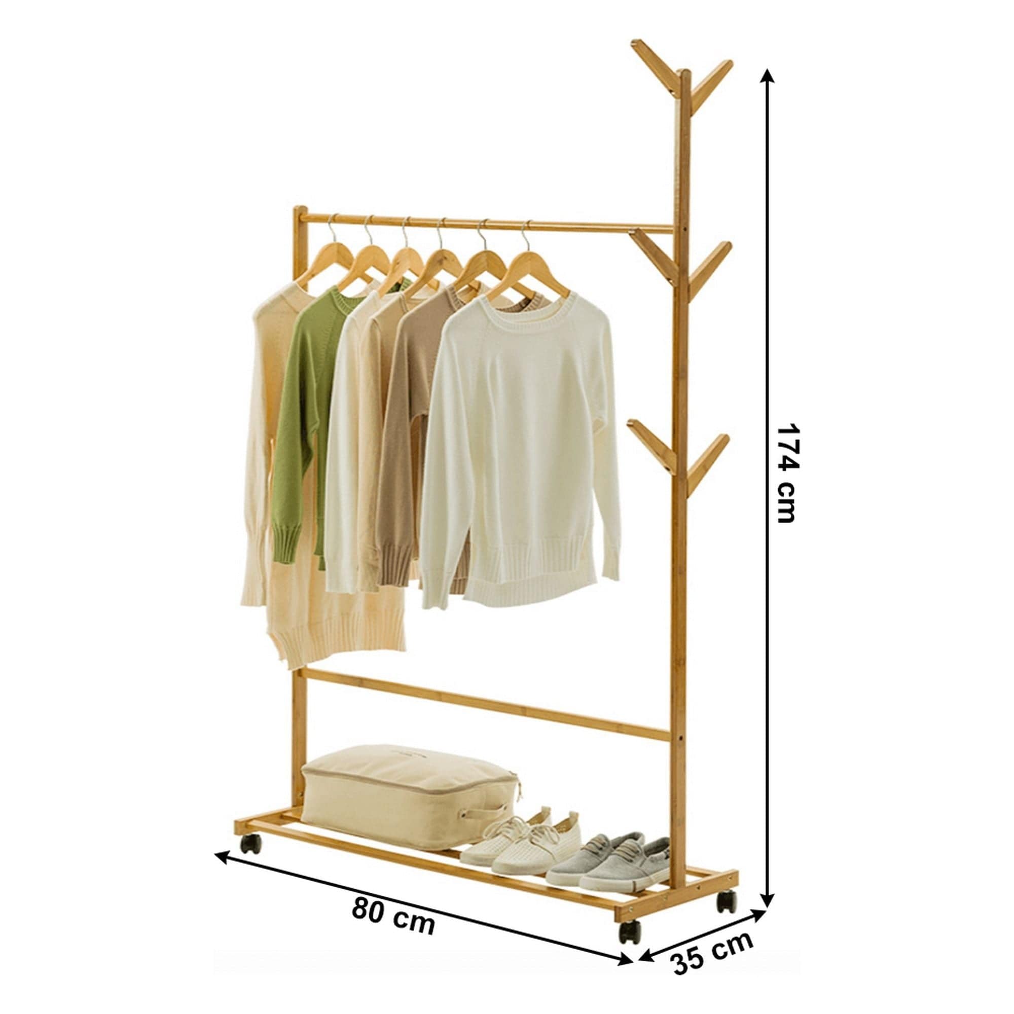 Stander haine VIKIR TYP 2, bambus, lemn, 80x35x174 cm