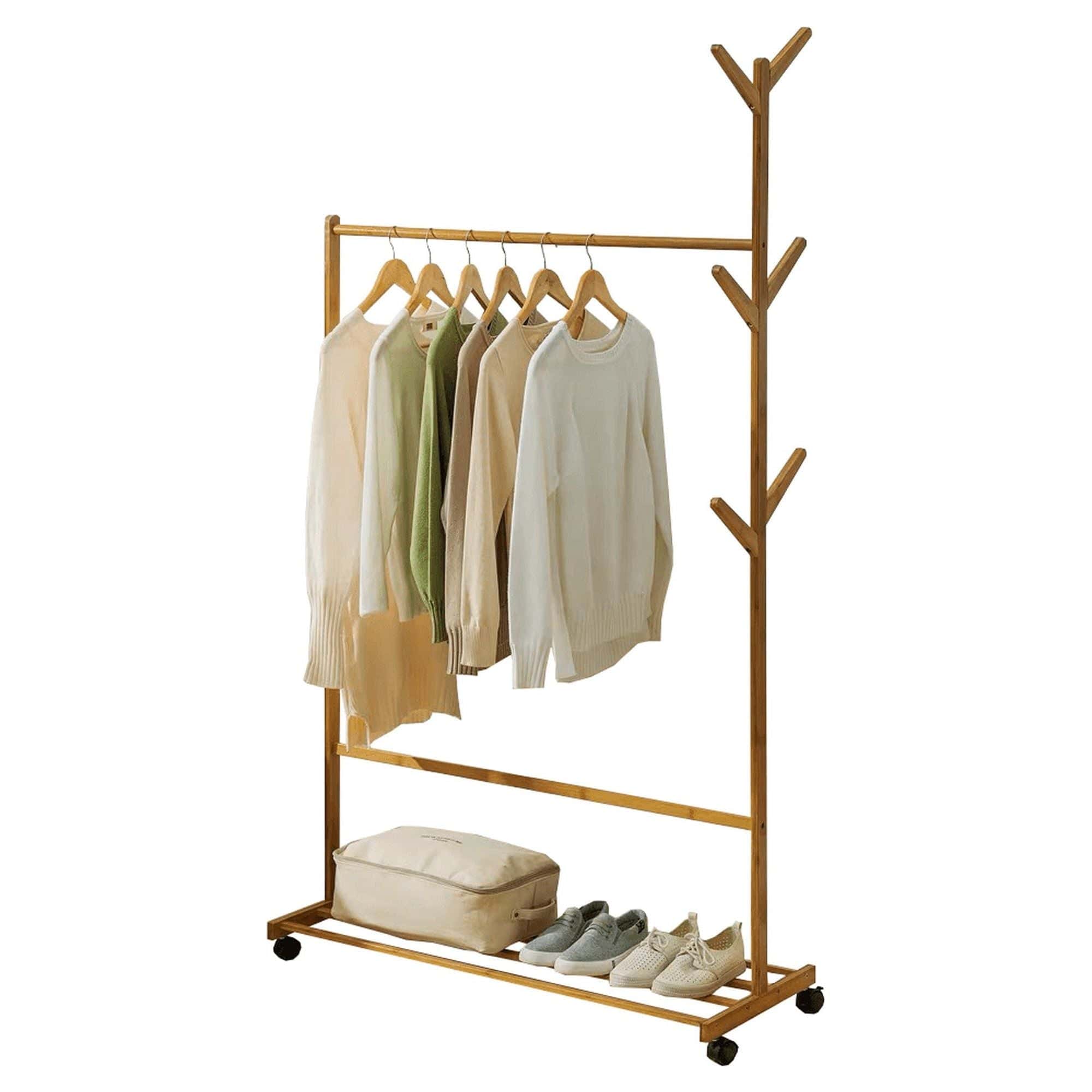 Stander haine VIKIR TYP 3, bambus, lemn, 100x35x174 cm