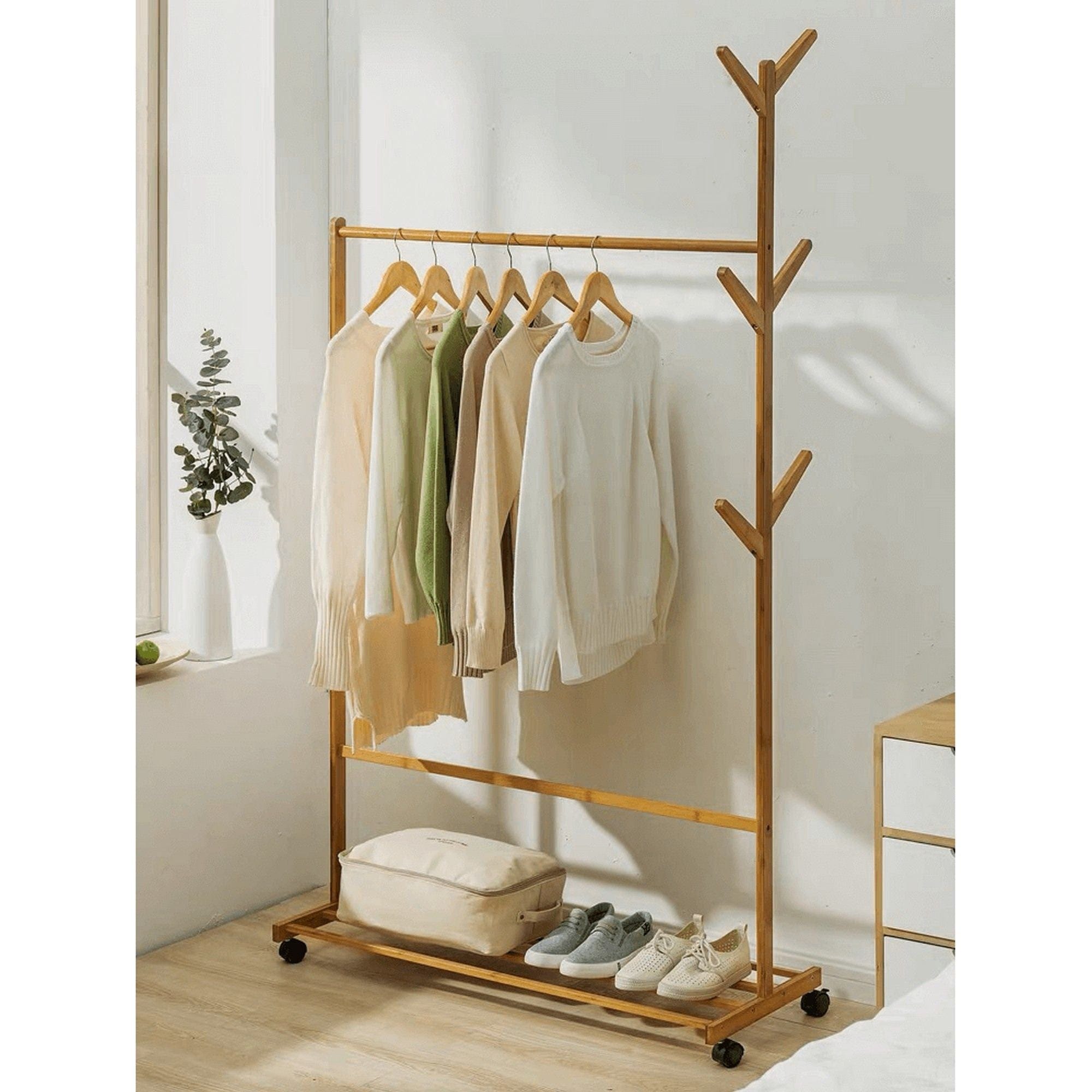 Stander haine VIKIR TYP 3, bambus, lemn, 100x35x174 cm