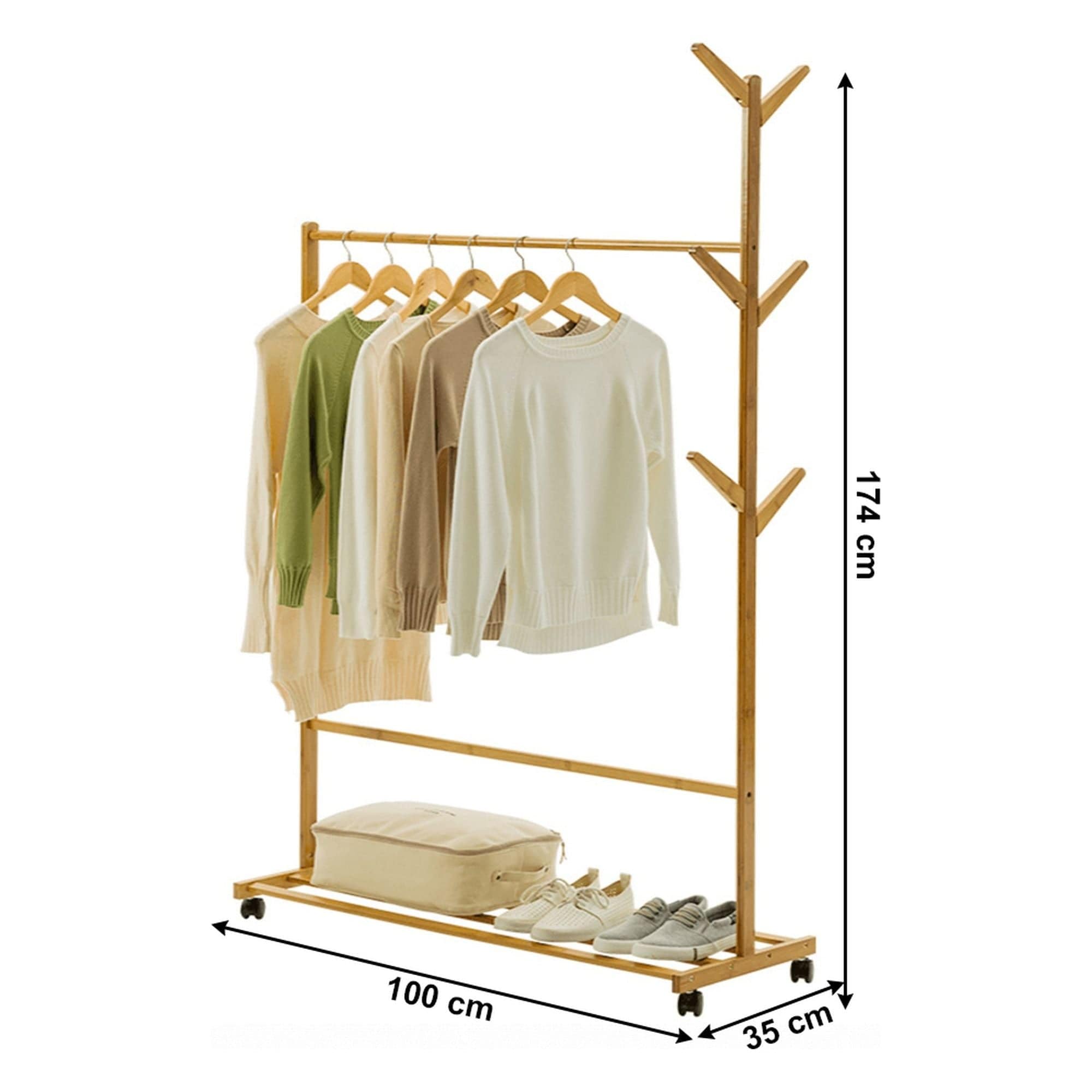 Stander haine VIKIR TYP 3, bambus, lemn, 100x35x174 cm