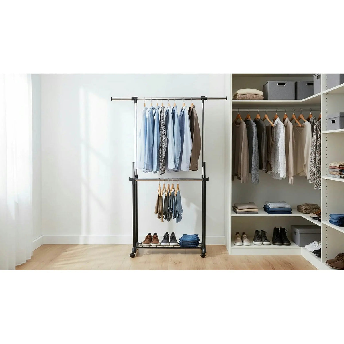 Stander haine WU11, negru, otel/plastic, 142x44x170 cm