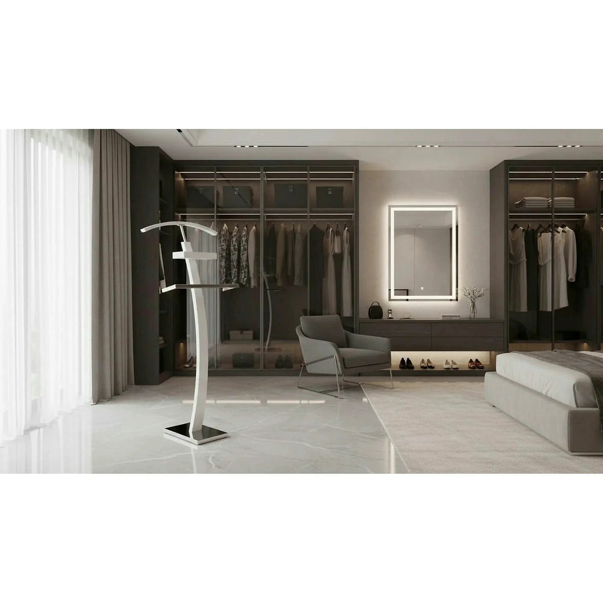 Stander haine WU13, alb, otel/lemn, 32x20x117 cm