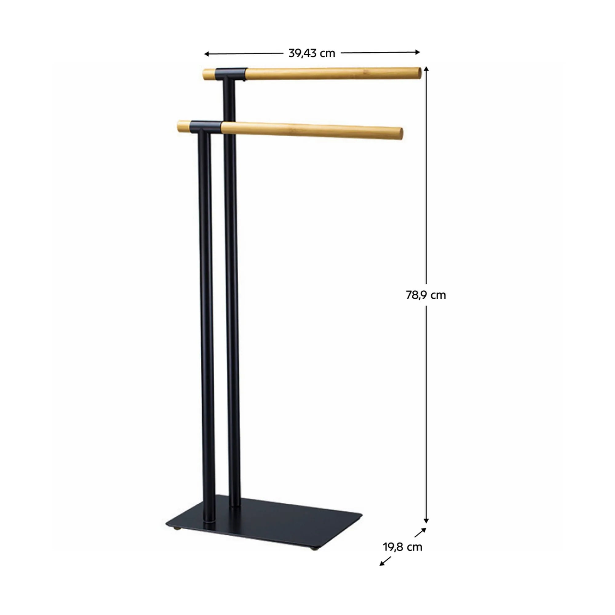Stander prosoape LABAN, negru/stejar, lemn/metal, 20x39x79 cm