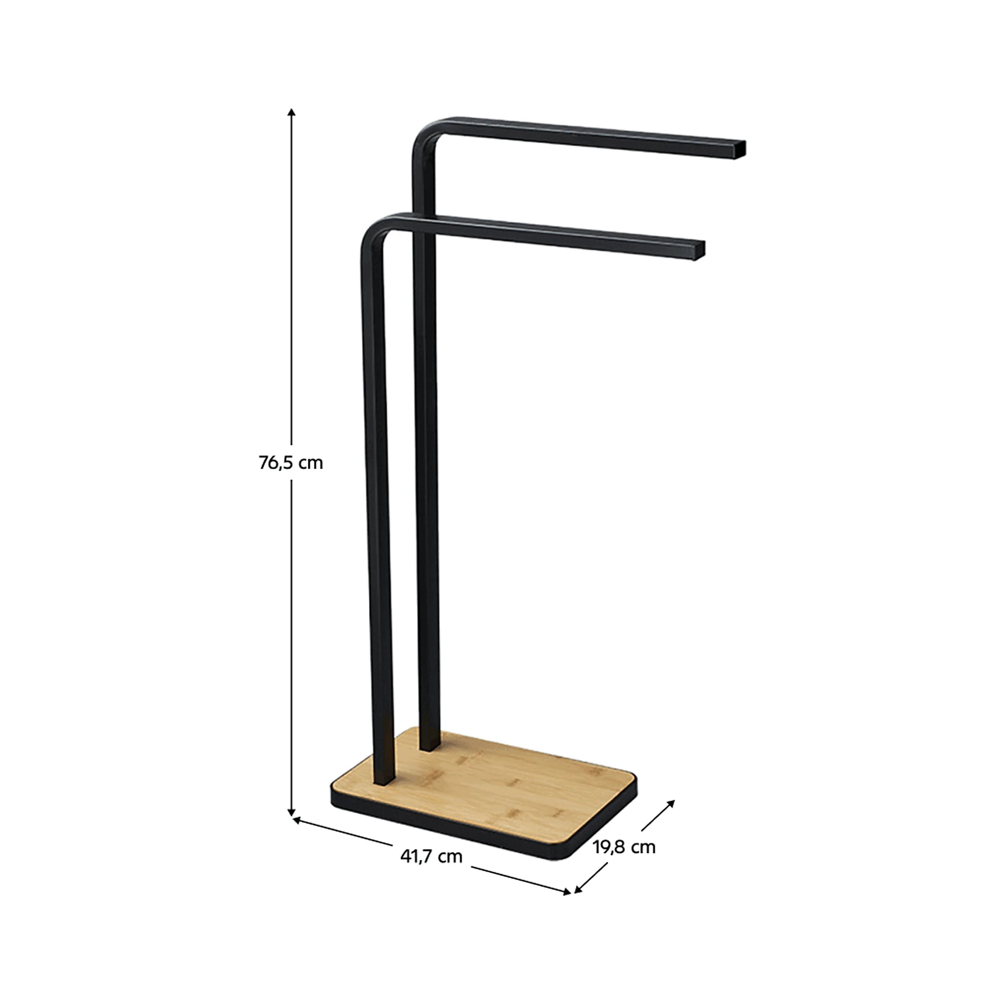 Stander prosoape LABAV, negru/stejar, lemn/metal, 20x42x77 cm