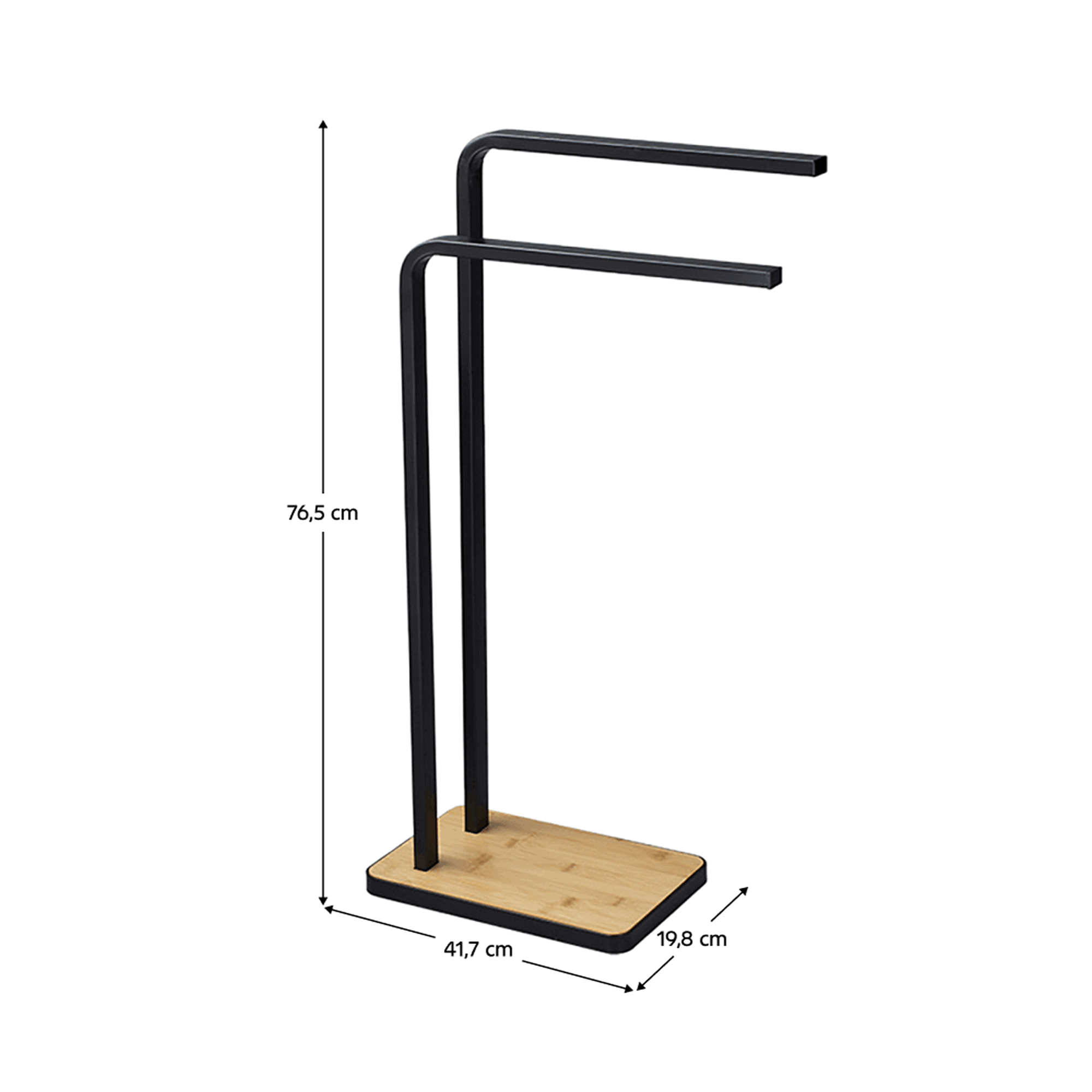 Stander prosoape LABAV, negru/stejar, lemn/metal, 20x42x77 cm