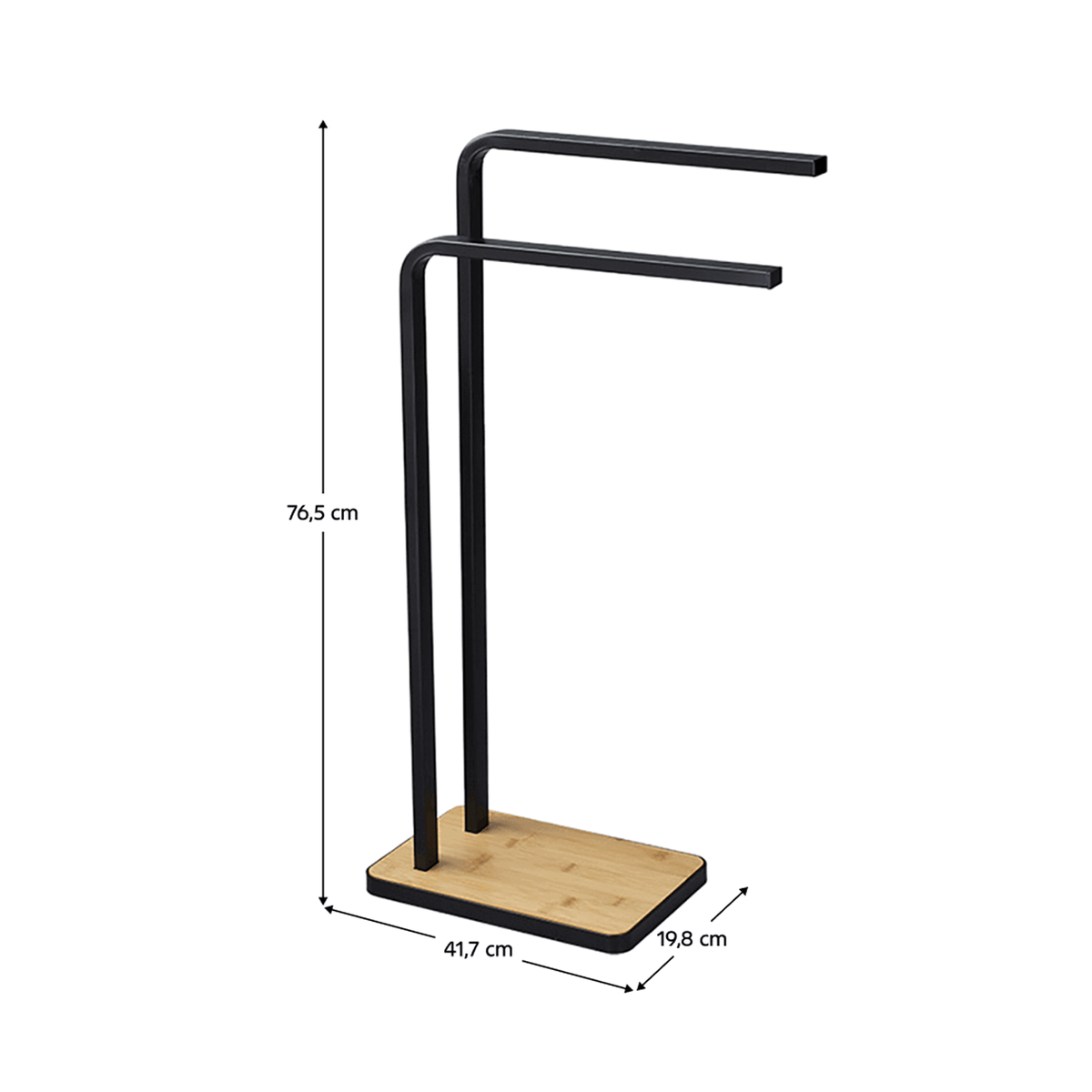 Stander prosoape LABAV, negru/stejar, lemn/metal, 20x42x77 cm