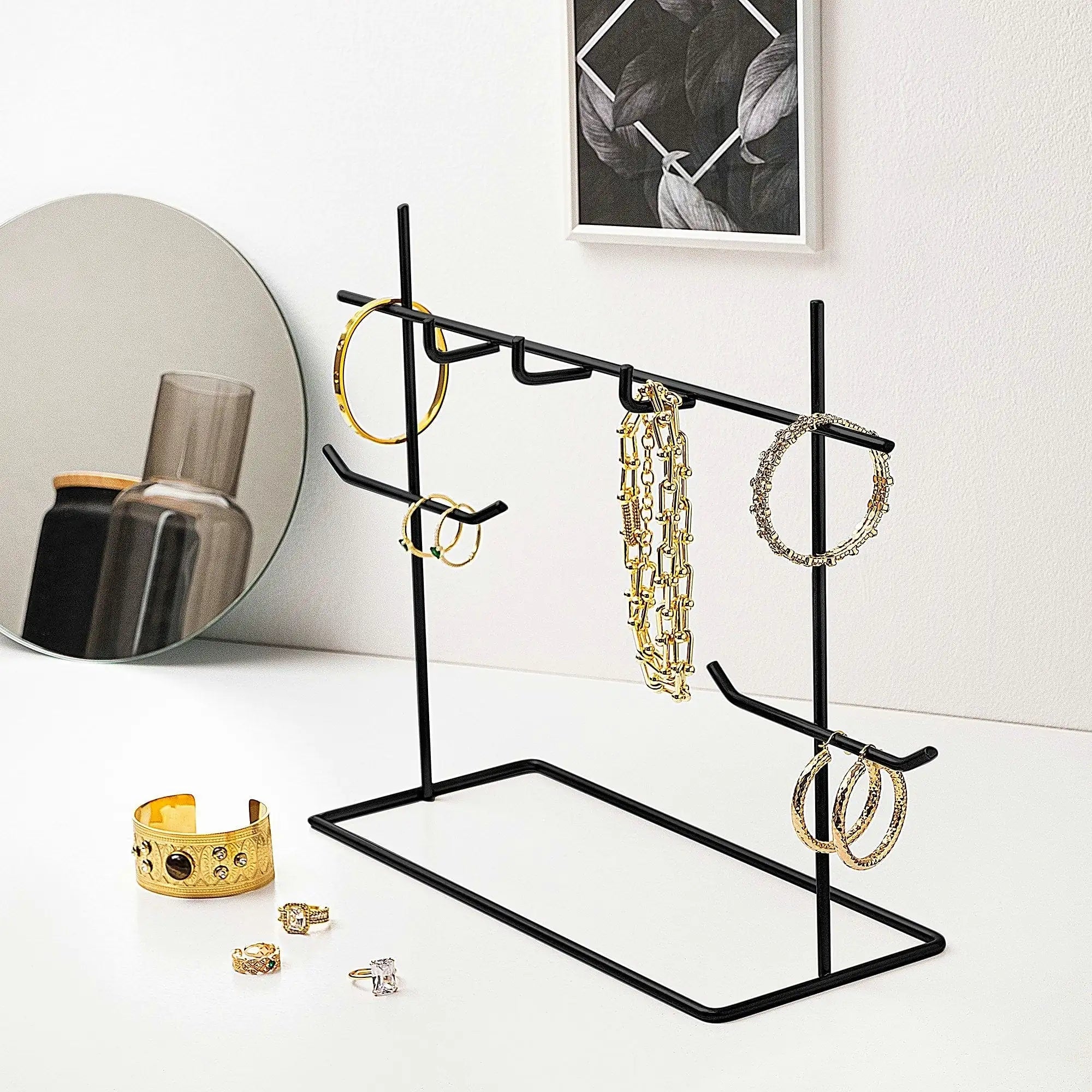 Suport bijuterii TK-007-B, negru, metal, 31x13x29 cm