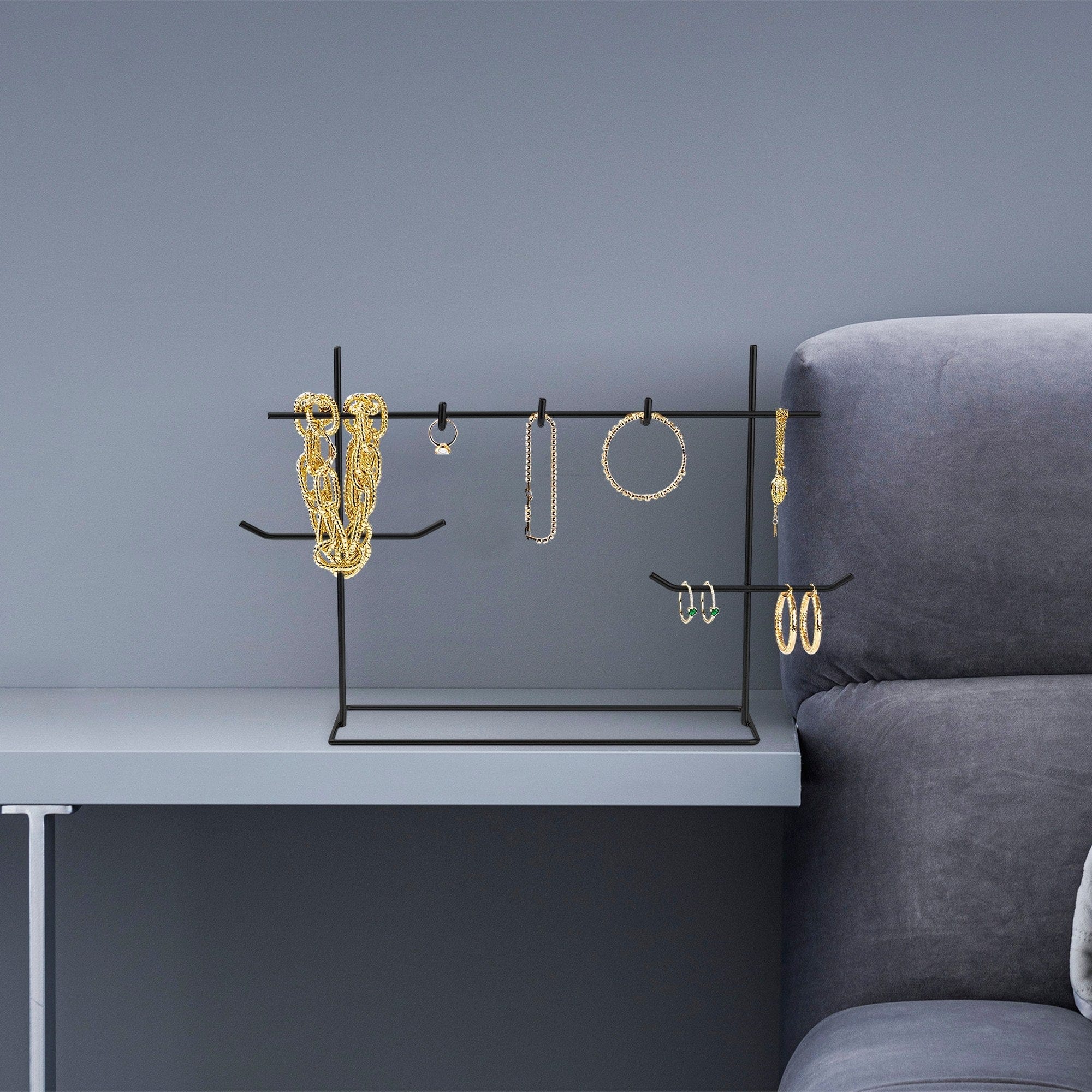 Suport bijuterii TK-007-B, negru, metal, 31x13x29 cm