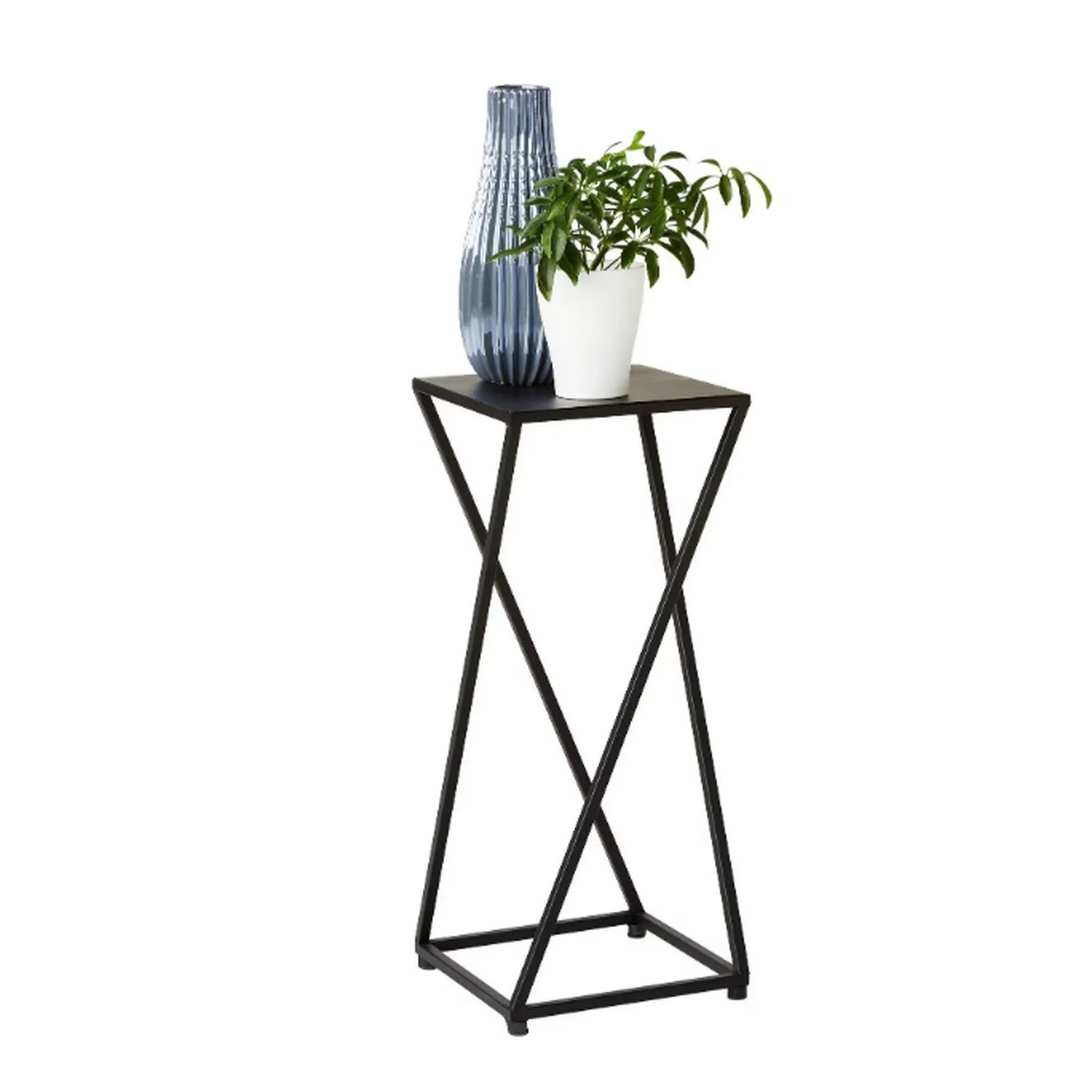 Suport flori SELMA, negru, metal, 25x25x60 cm