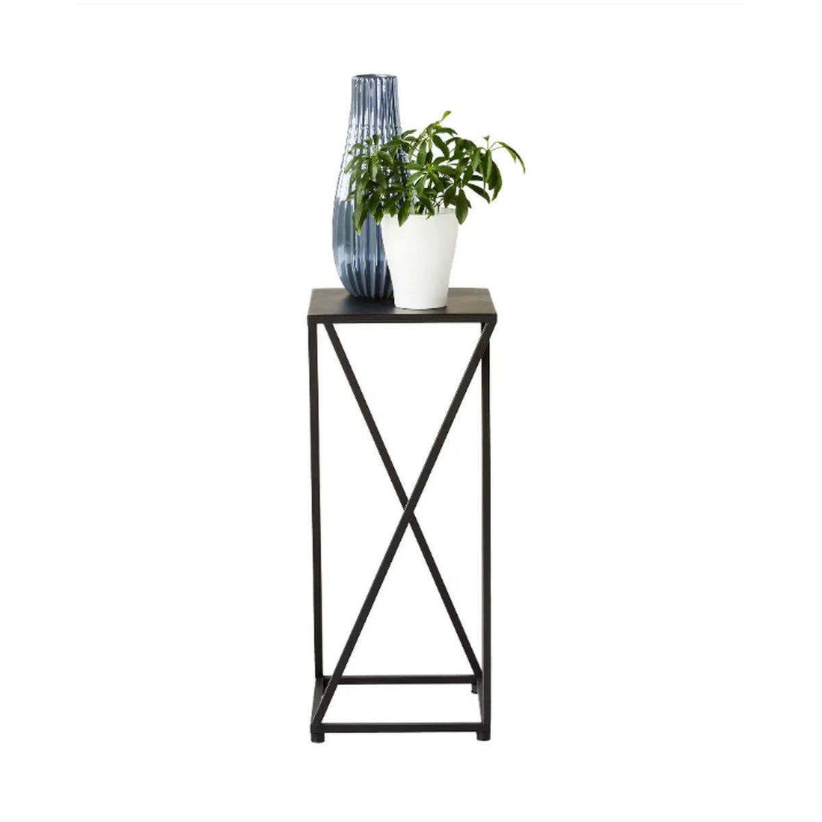 Suport flori SELMA, negru, metal, 25x25x60 cm