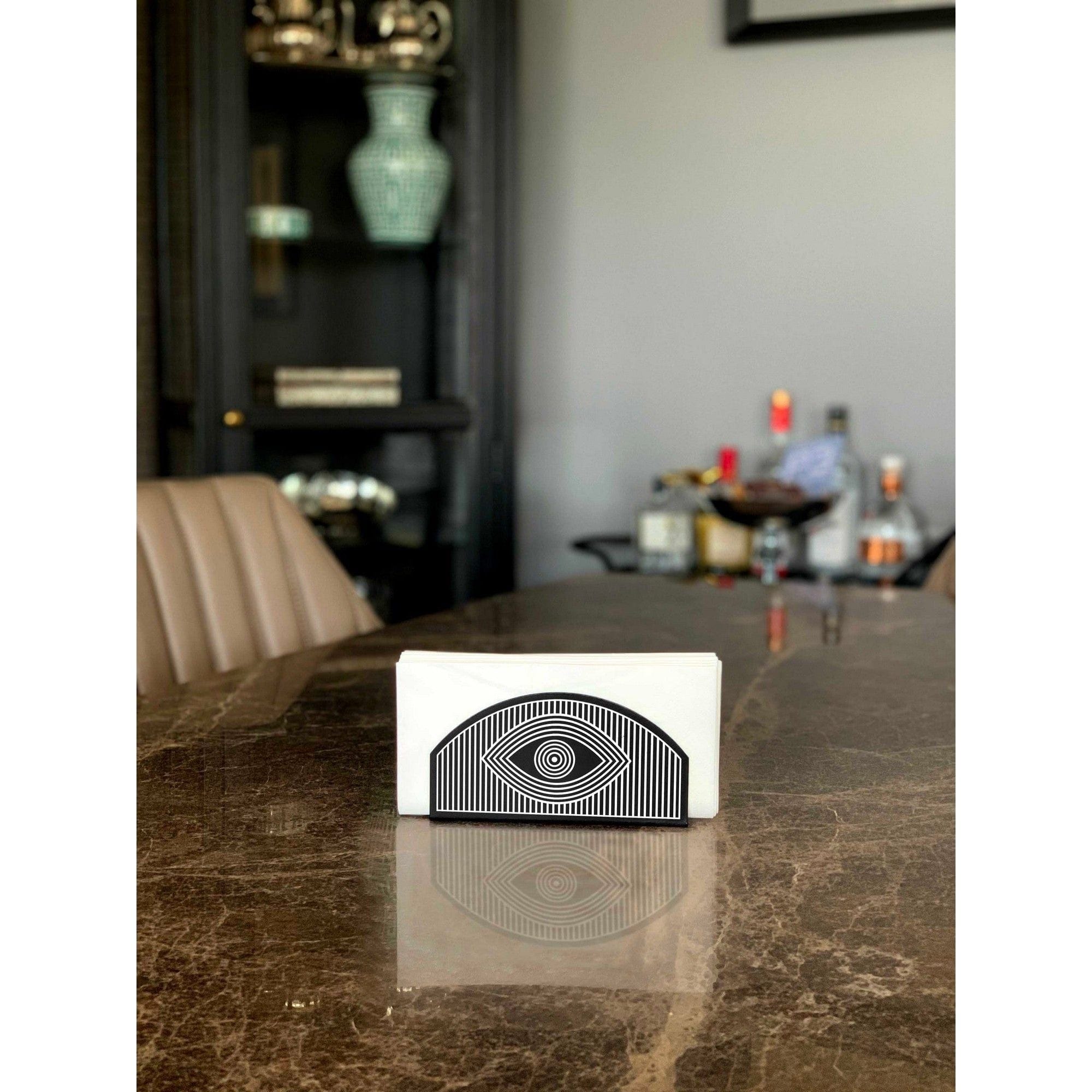 Suport servetele PCT0011, negru/alb, metal, 16x2x8 cm