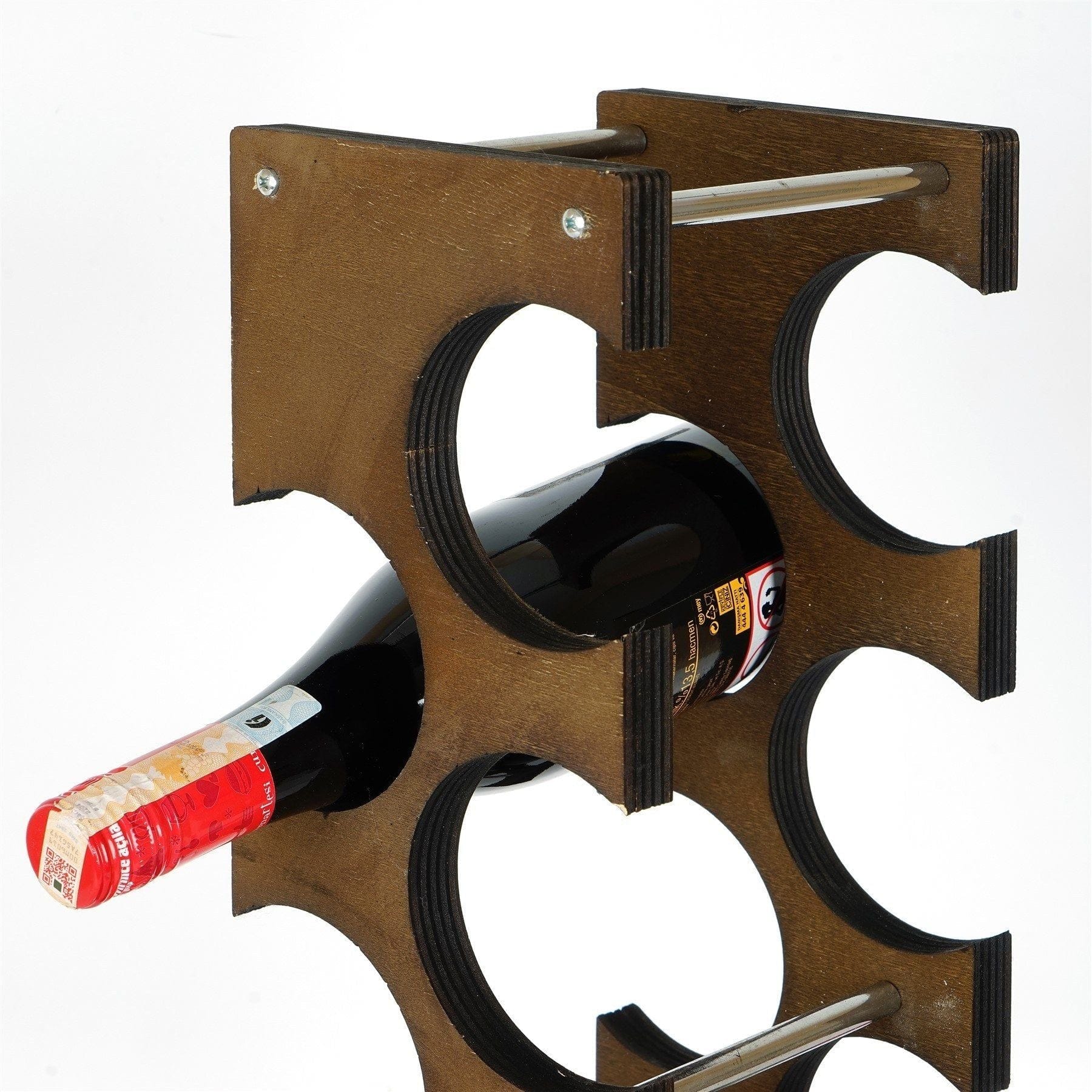 Suport sticle vin 792EVL4306, nuc/crom, PAL/metal, 14x15x60 cm