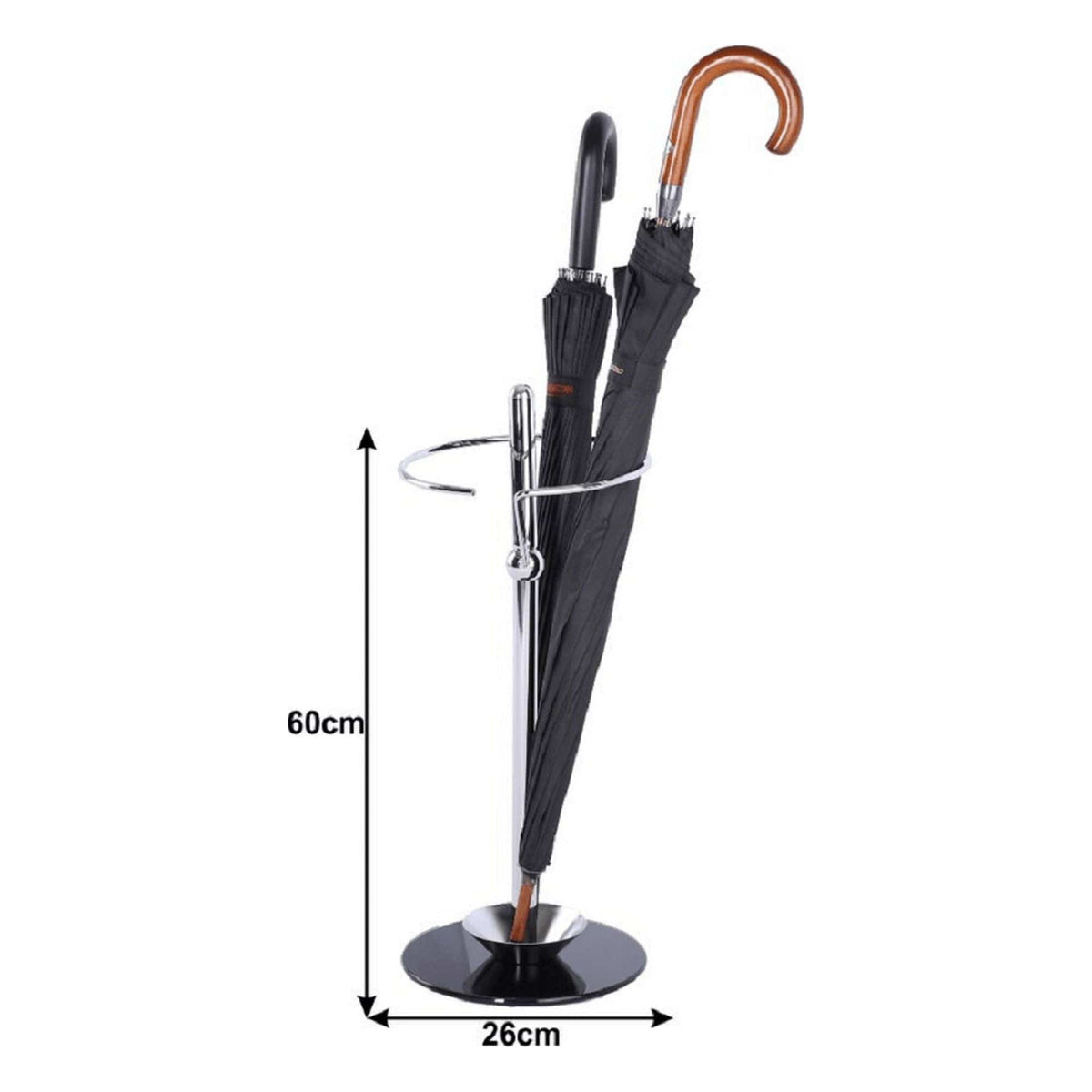 Suport umbrele OLDO, negru/crom, metal/sticla 26x60 cm