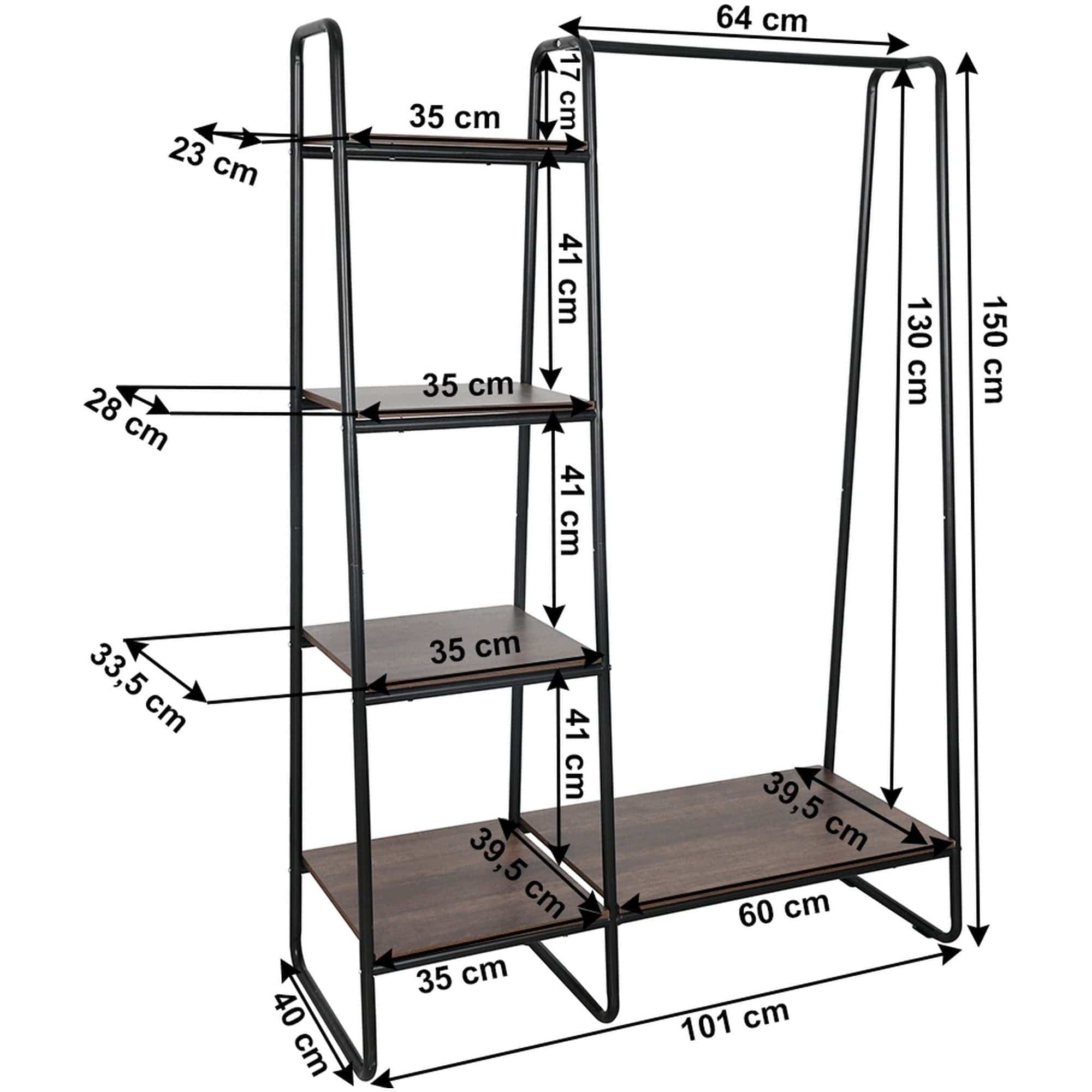 Suport umerase ROBYN, nuc/negru, 101x40x150 cm