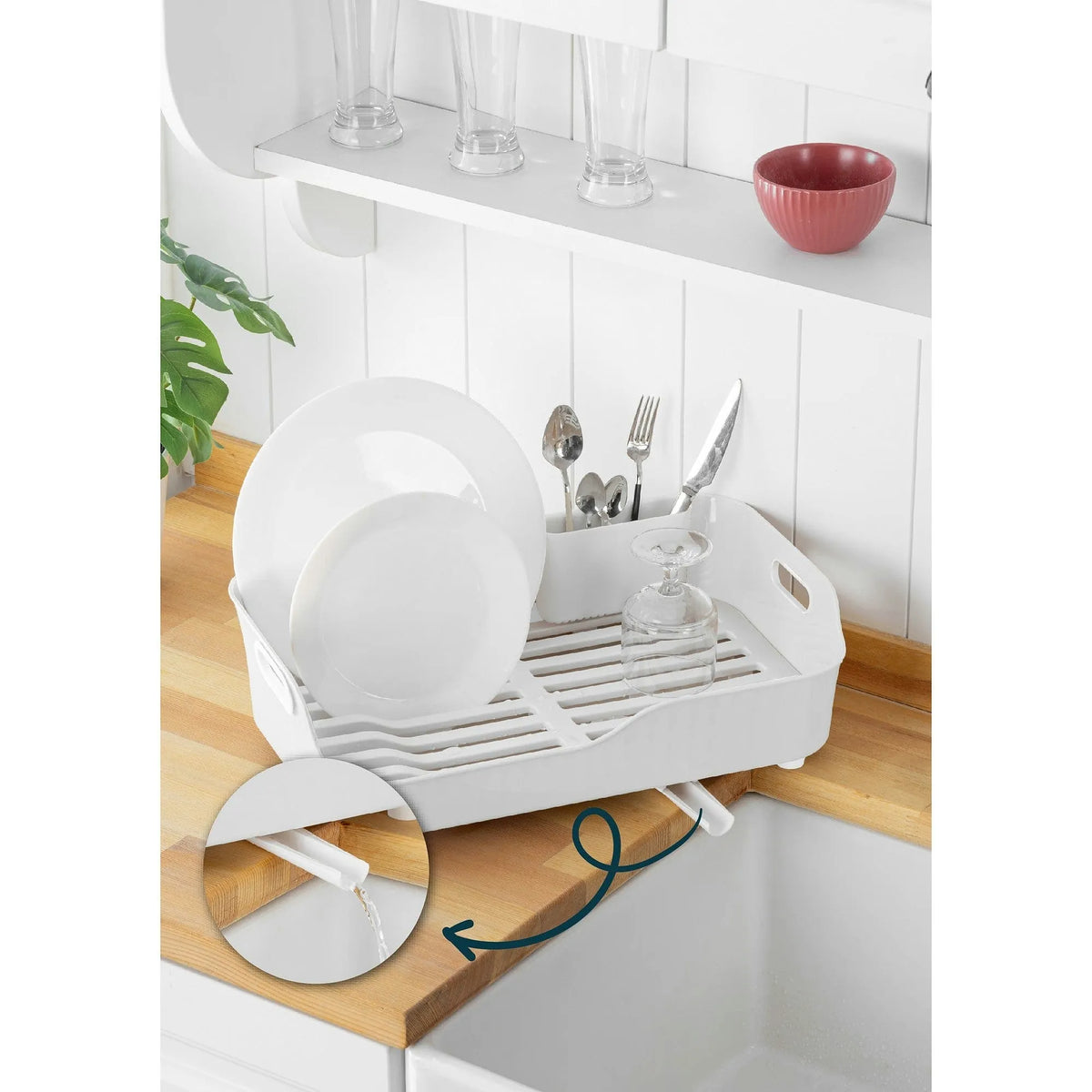 Suport vase AKL-060B, alb, plastic, 27x43x12 cm