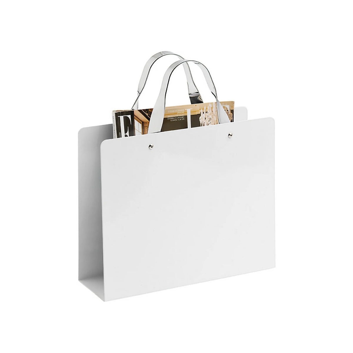 Suport ziare CLOE, alb, metal, 30x10x35 cm