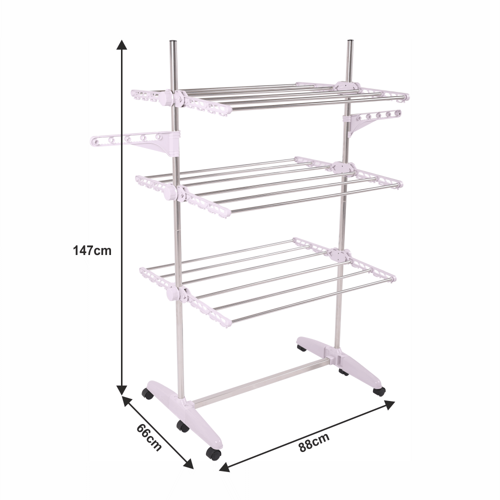 Uscator haine DENAL, alb/crom, metal/plastic, 88x66x147 cm