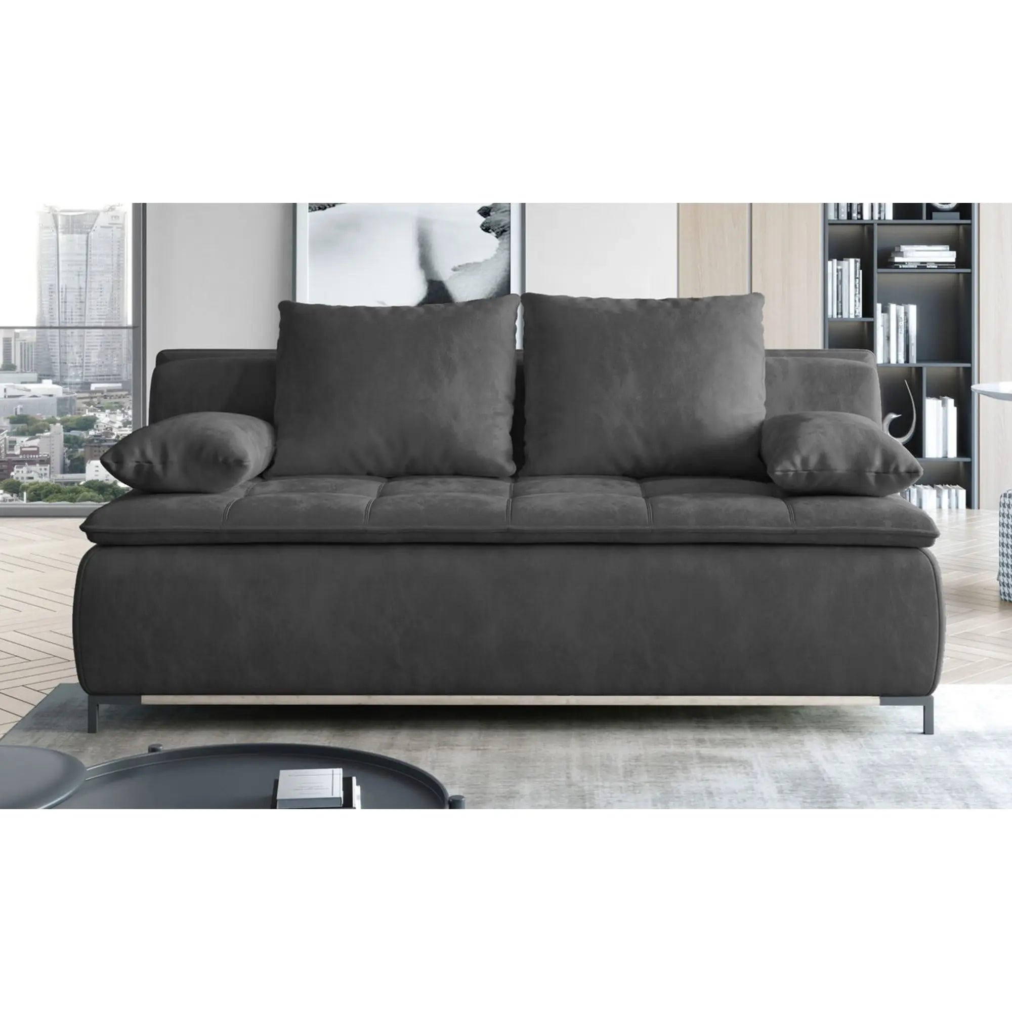 Canapea extensibila SWEET, stofa catifelata galben - Riviera 41, Gama Premium, cu lada depozitare, 204x106x91 cm