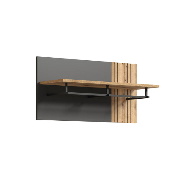 Cuier perete ESTEBAN, gri grafit/stejar, PAL laminat, 80.1x27.6x40 cm