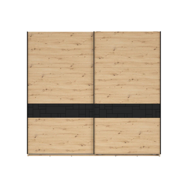 Dulap PONT, stejar artizanal/negru mat, PAL, 240x60.5x225.5 cm