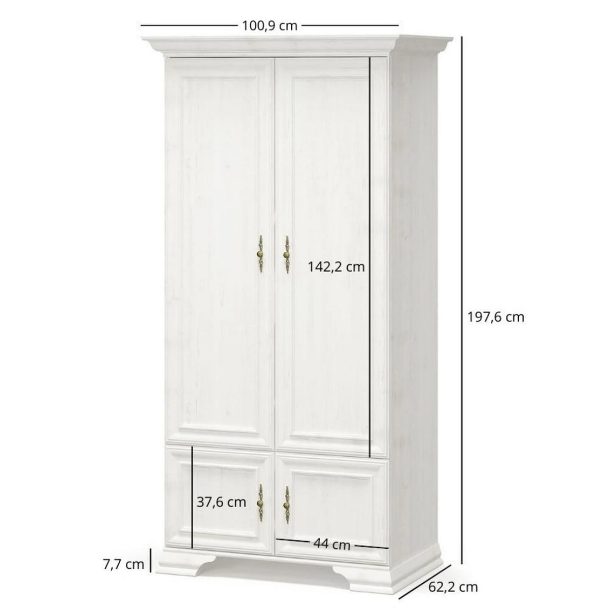 Dulap pin alb anderson IRYS, PAL laminat, cu 4 usi, 101x62x198 cm