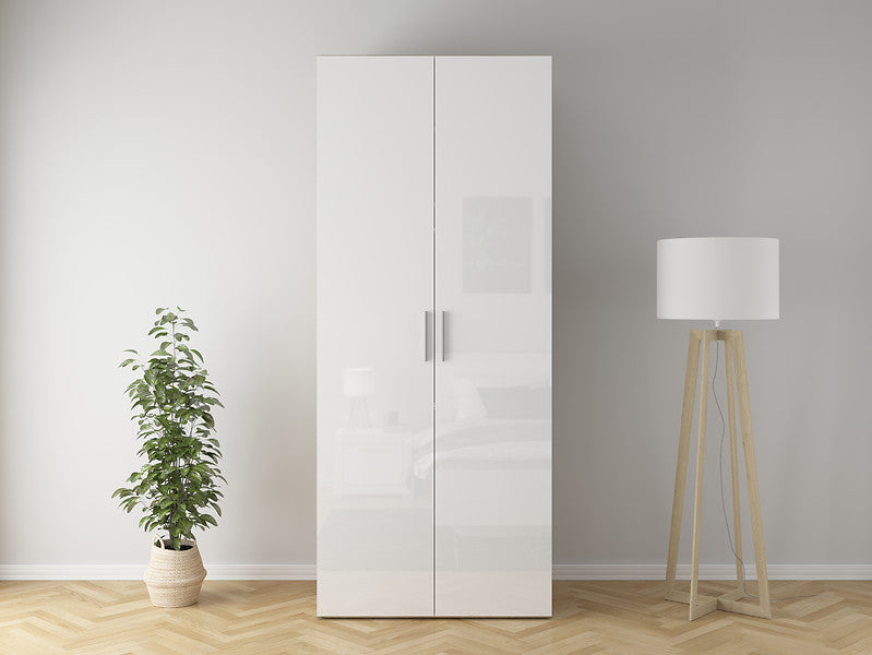 Dulap FLEX, stejar sonoma/alb lucios, PAL, cu 2 usi, 100x66x240 cm