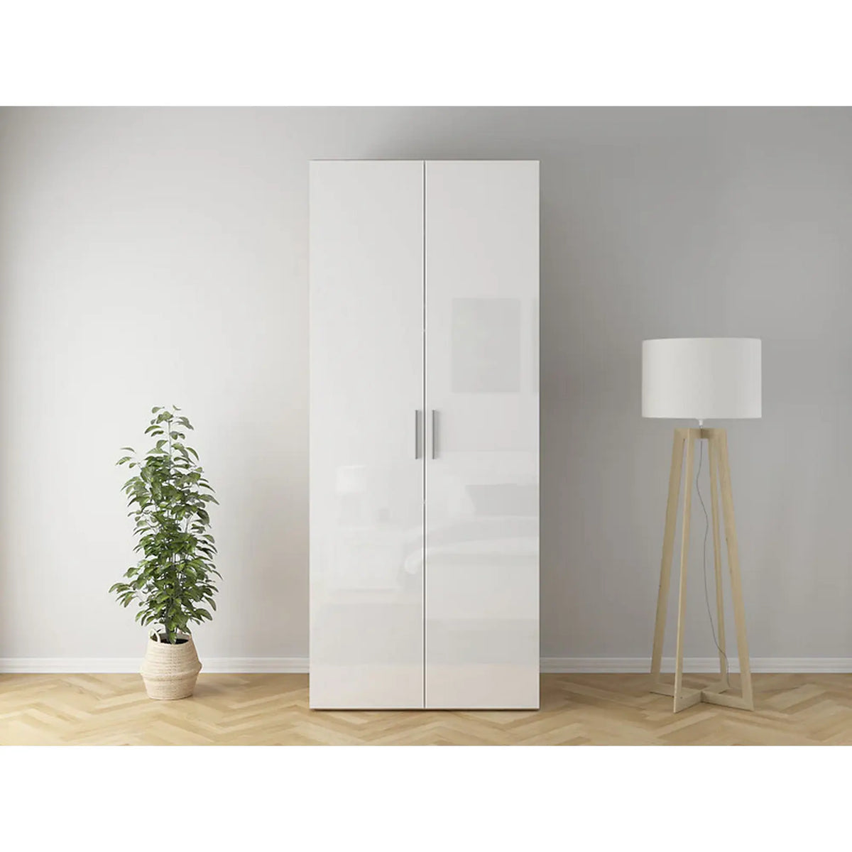 Dulap FLEX, stejar sonoma/alb lucios, PAL, cu 2 usi, 100x66x240 cm