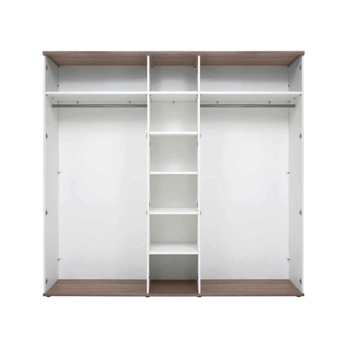 Set dormitor STOCKHOLM, pin alb andersen/stejar sonoma, pat 160x200, dulap cu 5 usi, 2 noptiere si comoda
