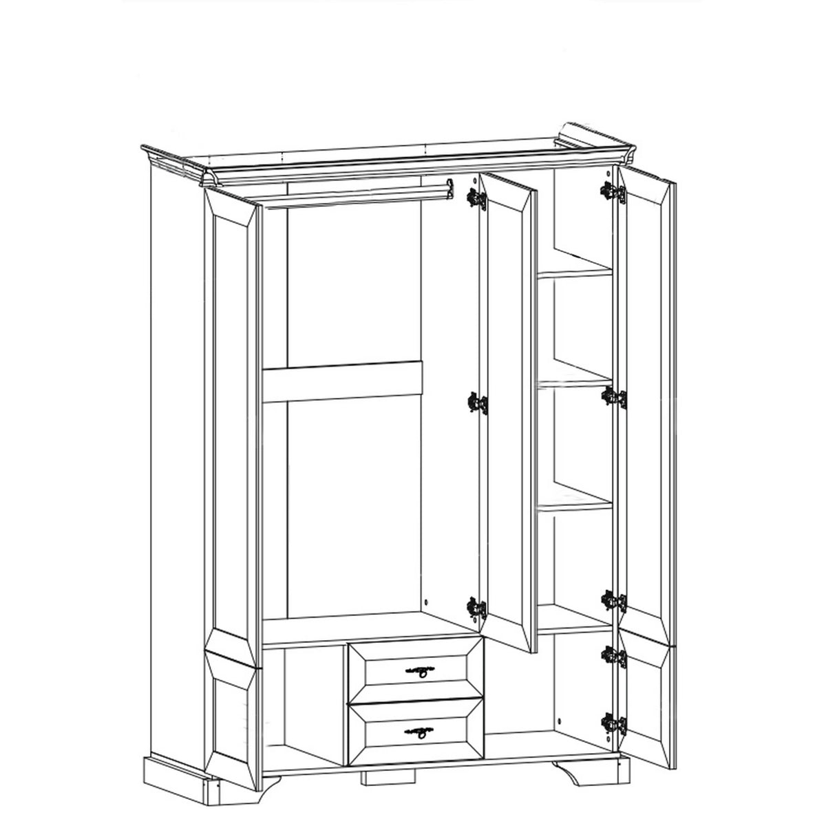 Mobilier de dormitor IRYS, pin alb anderson, PAL laminat, 6 piese