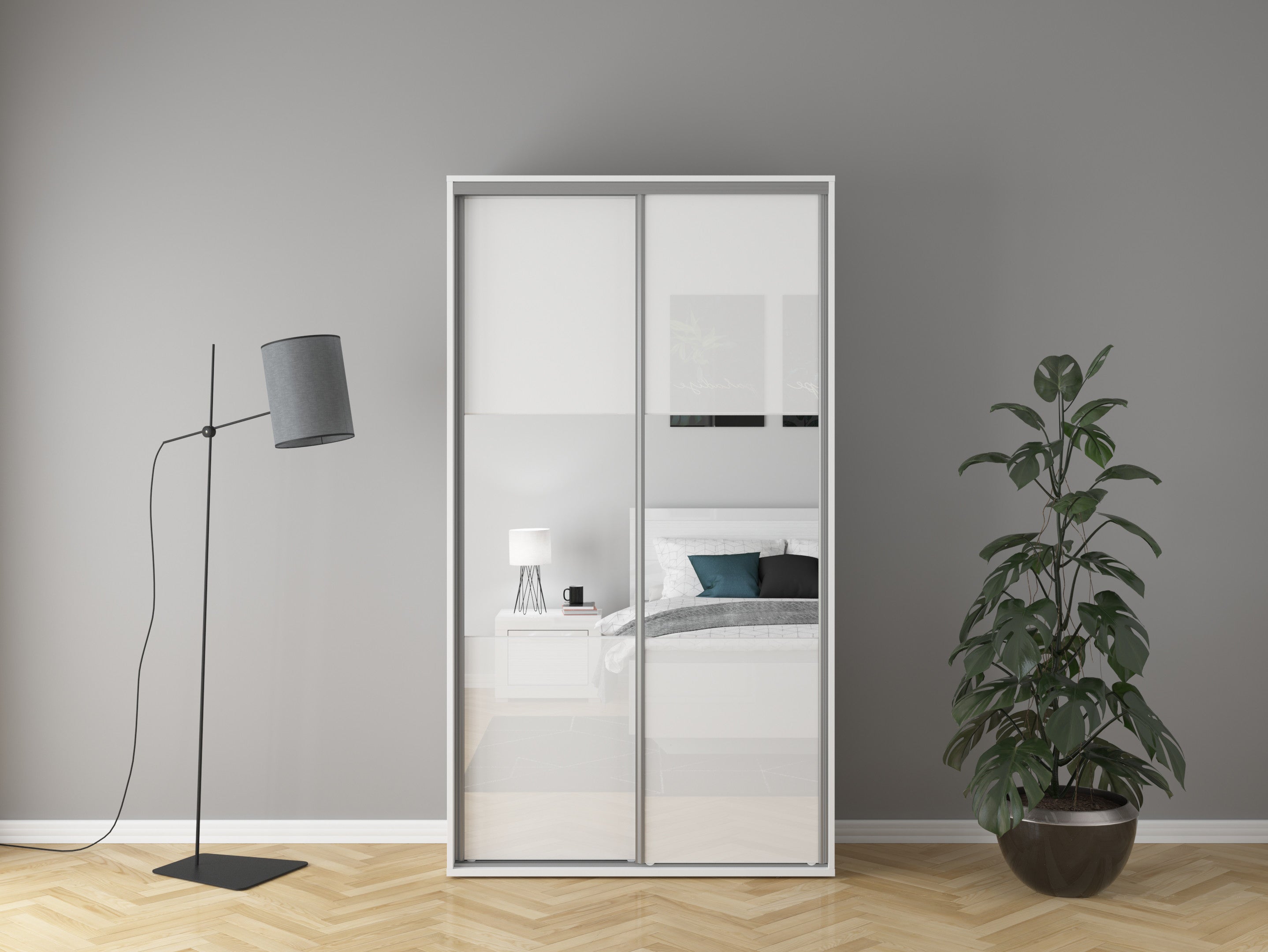 Dulap FLEX, alb lucios, PAL, cu 2 usi, 120x45x218 cm