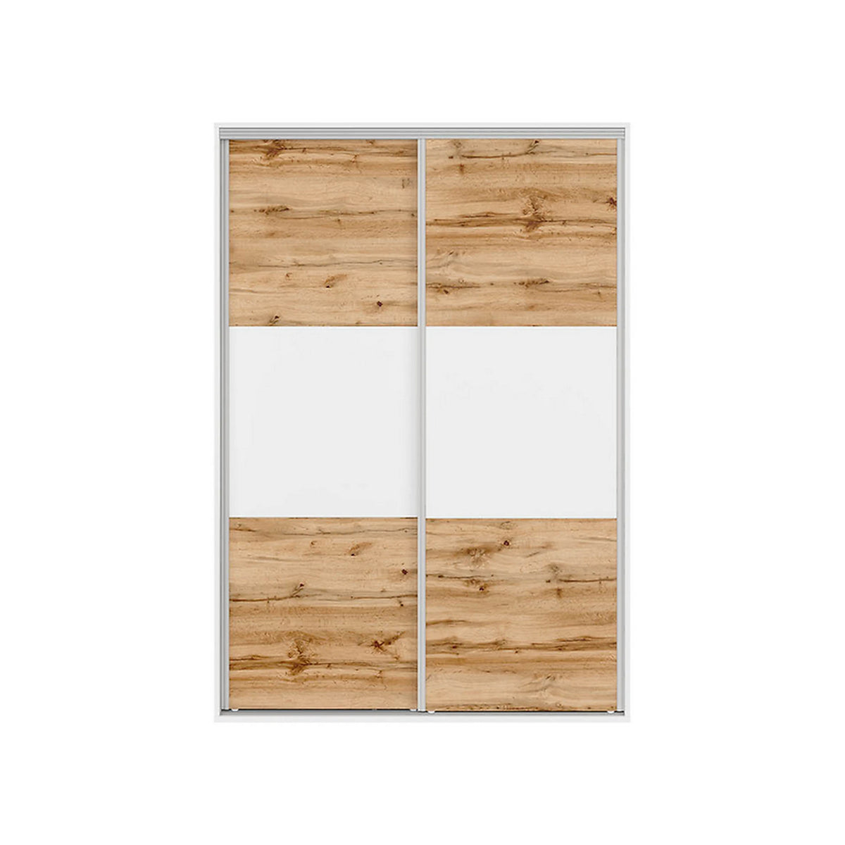 Dulap FLEX, alb/stejar wotan, PAL, cu 2 usi, 150x45x218 cm