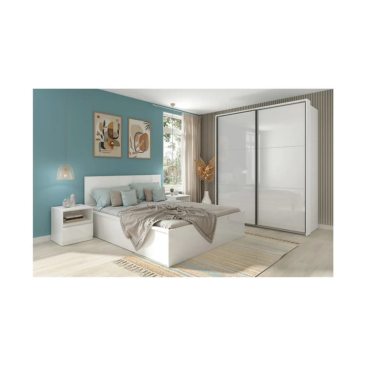 Dulap TETRIX, alb, PAL, cu 2 usi, 154x60x196 cm