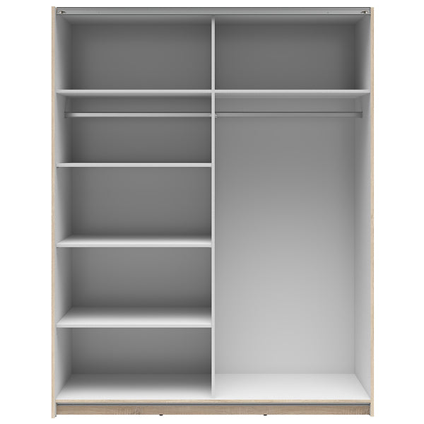 Dulap TETRIX, stejar sonoma/alb lucios, PAL, cu 2 usi, 154x60x196 cm