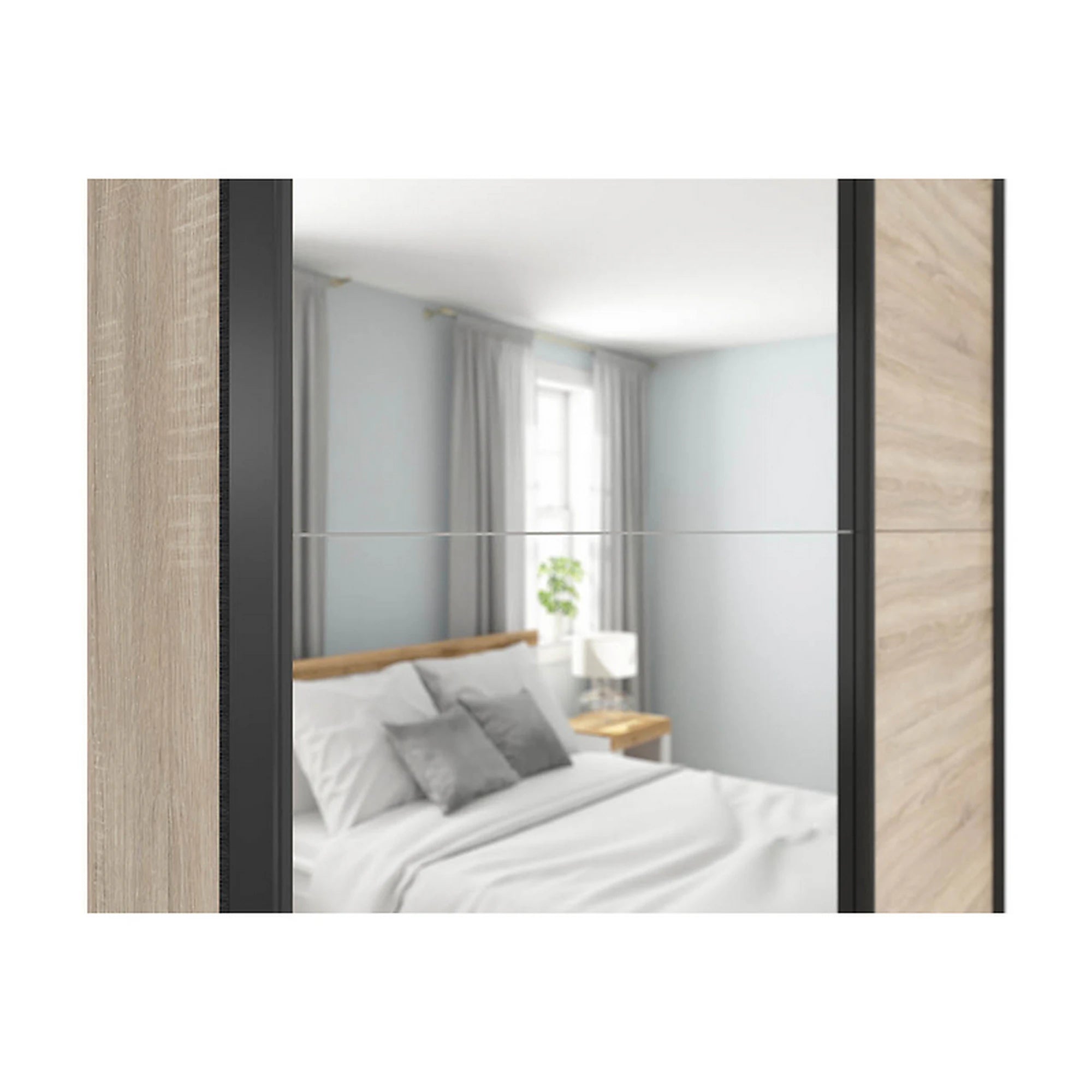 Dulap TETRIX, stejar sonoma, PAL, cu 2 usi si oglinda, 154x60x196 cm