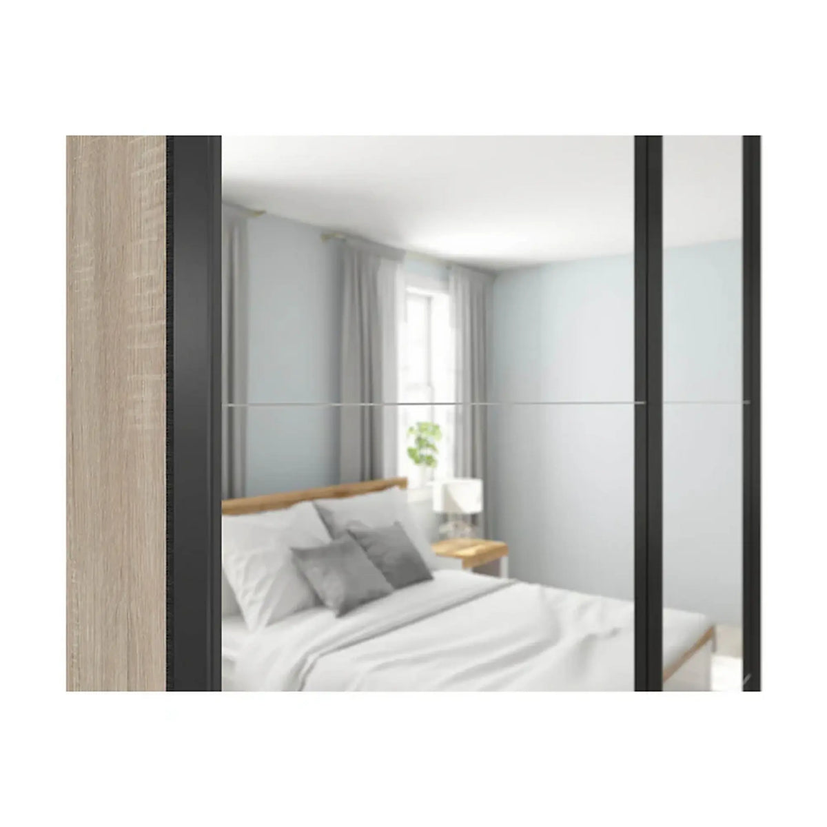 Dulap TETRIX, stejar sonoma, PAL, cu 2 usi si oglinzi, 154x60x196 cm