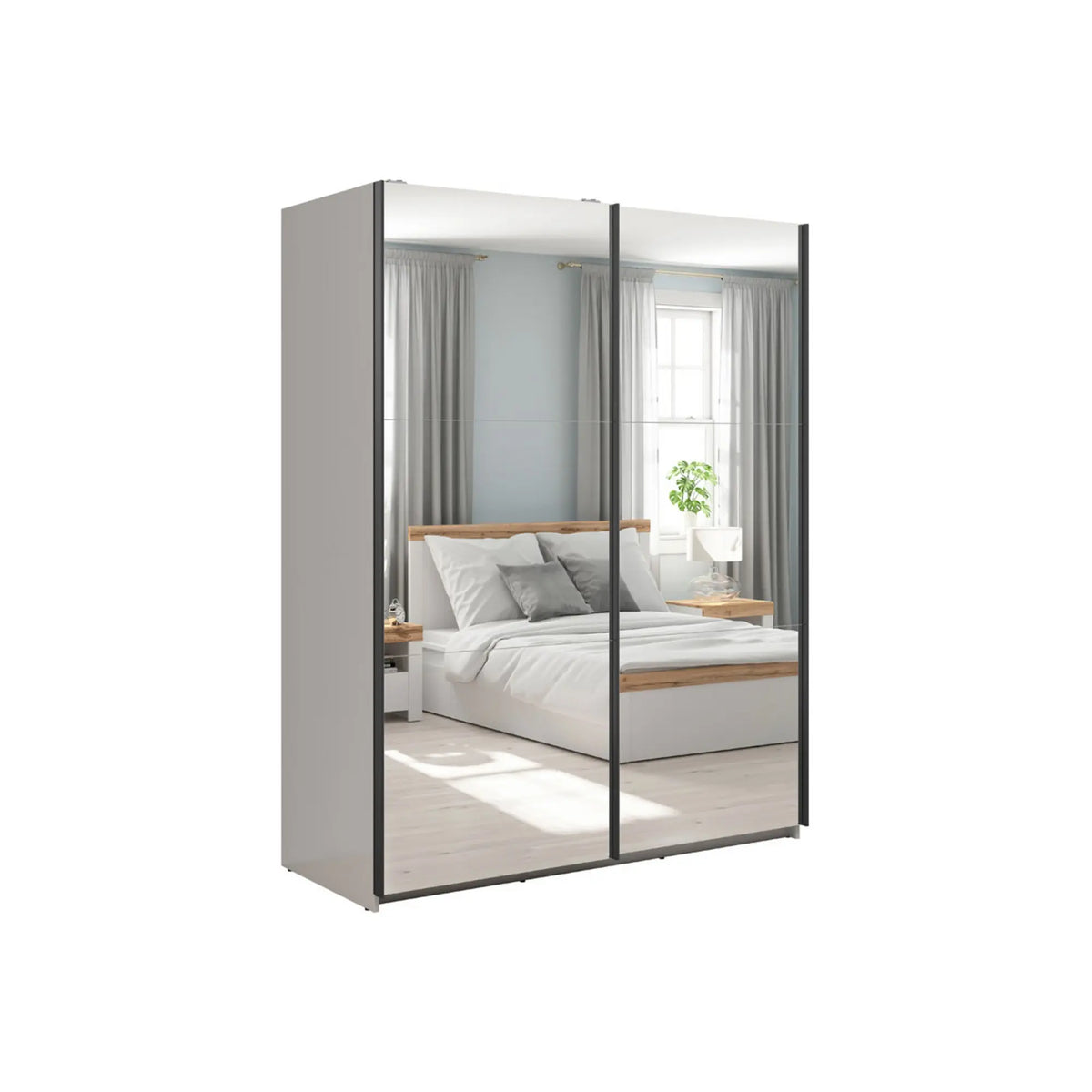 Dulap TETRIX, casmir, PAL, cu 2 usi si oglinzi, 154x60x196 cm